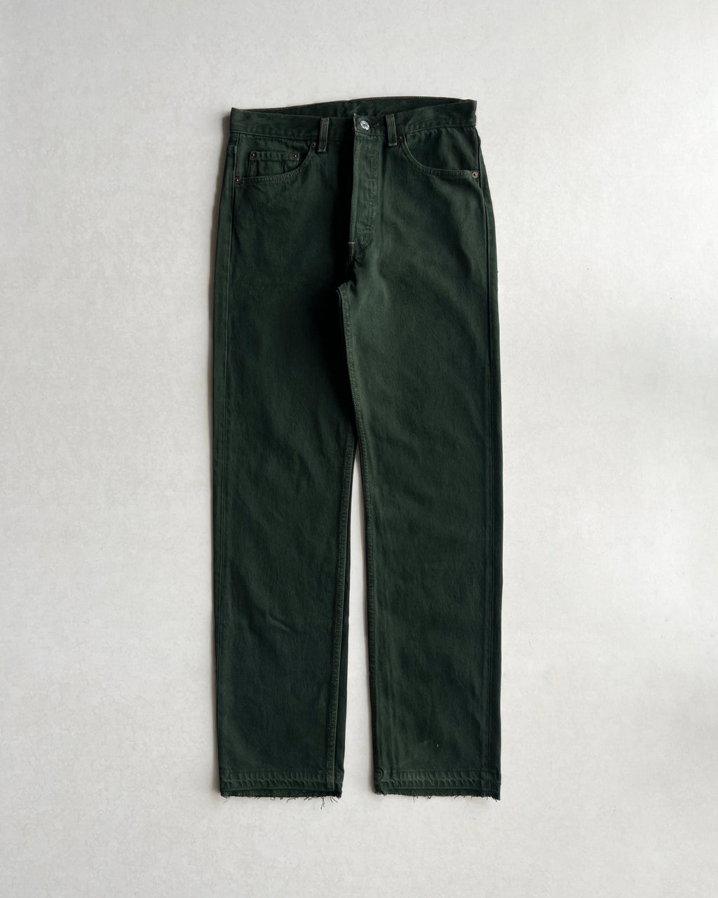 1990S DARK GREEN LEVI'S 501 RELEASE HEM JEANS (32X32)