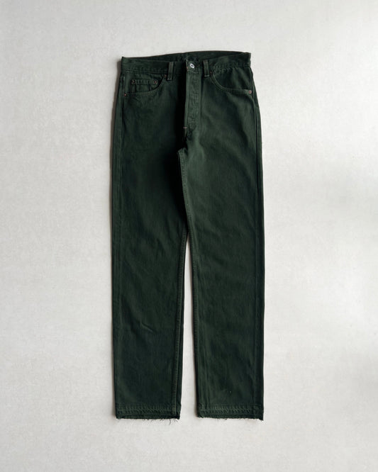1990S DARK GREEN LEVI'S 501 RELEASE HEM JEANS (32X32)