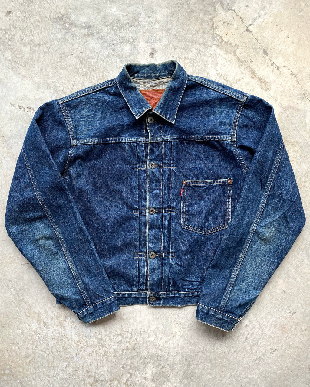 1990S DARK WASHED LEVI'S BIG E TYPE I DENIM JACKET (M/L)
