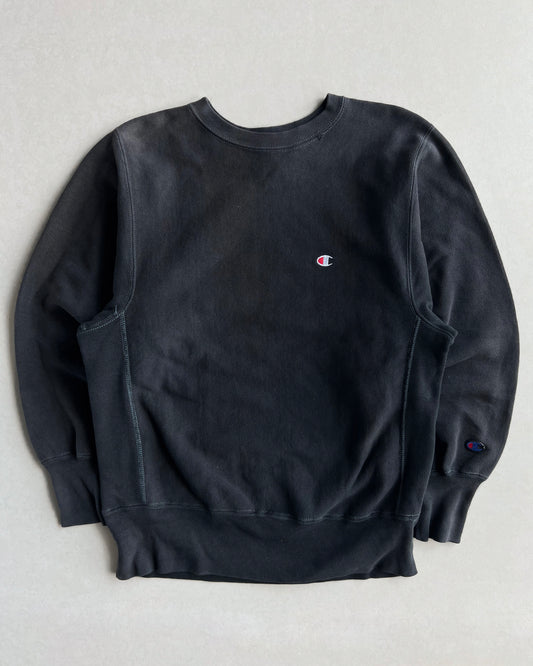 1990S FADED BLACK CHAMPION REVERSE WEAVE LOGO SWEATSHIRT (M)