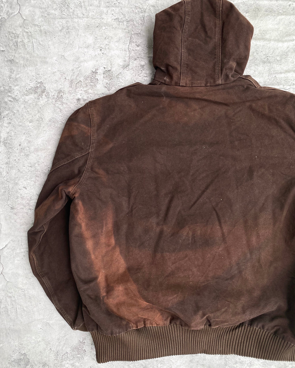 1990S SUN FADED DARK BROWN CARHARTT HOODED JACKET (XL)