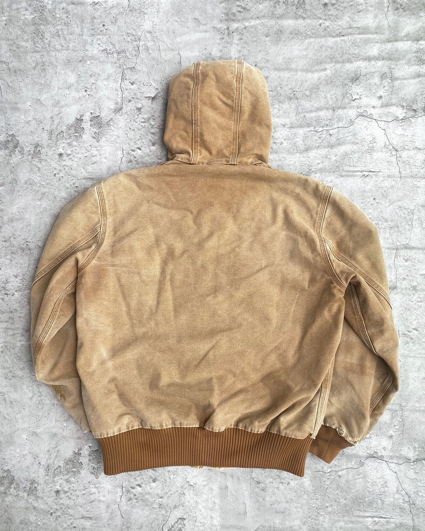 1990S FADED LIGHT BROWN CARHARTT HOODED JACKET (M/L)