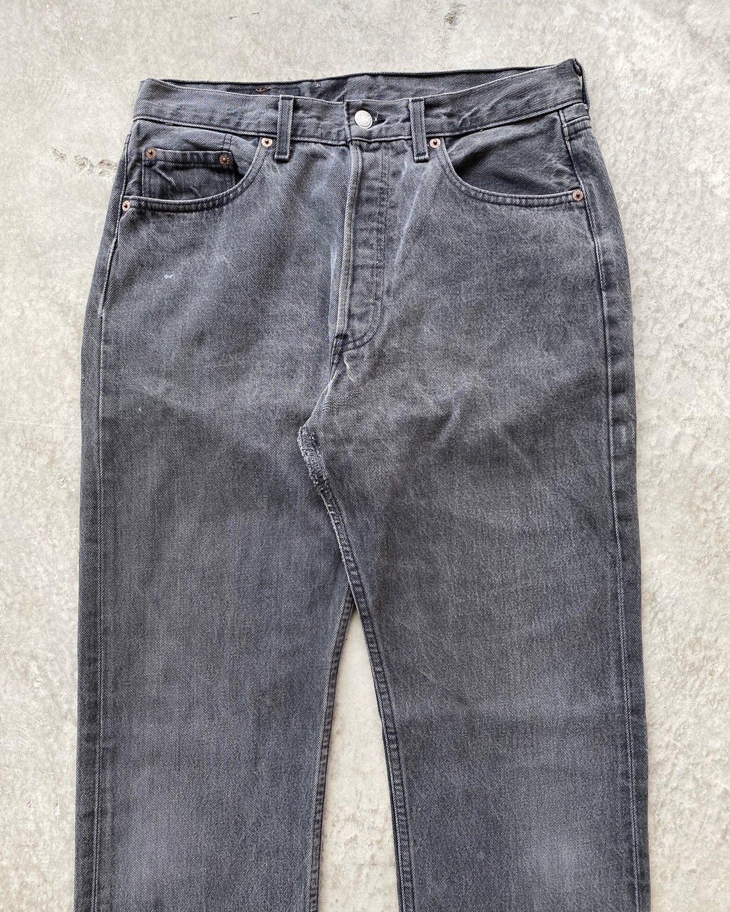 1990S FADED BLACK LEVI'S 501 JEANS (32X34)