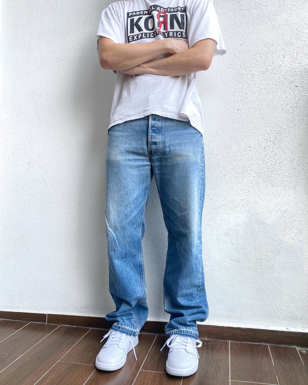 1980S FADED LEVI'S 501 RELEASED HEM JEANS (35X32)