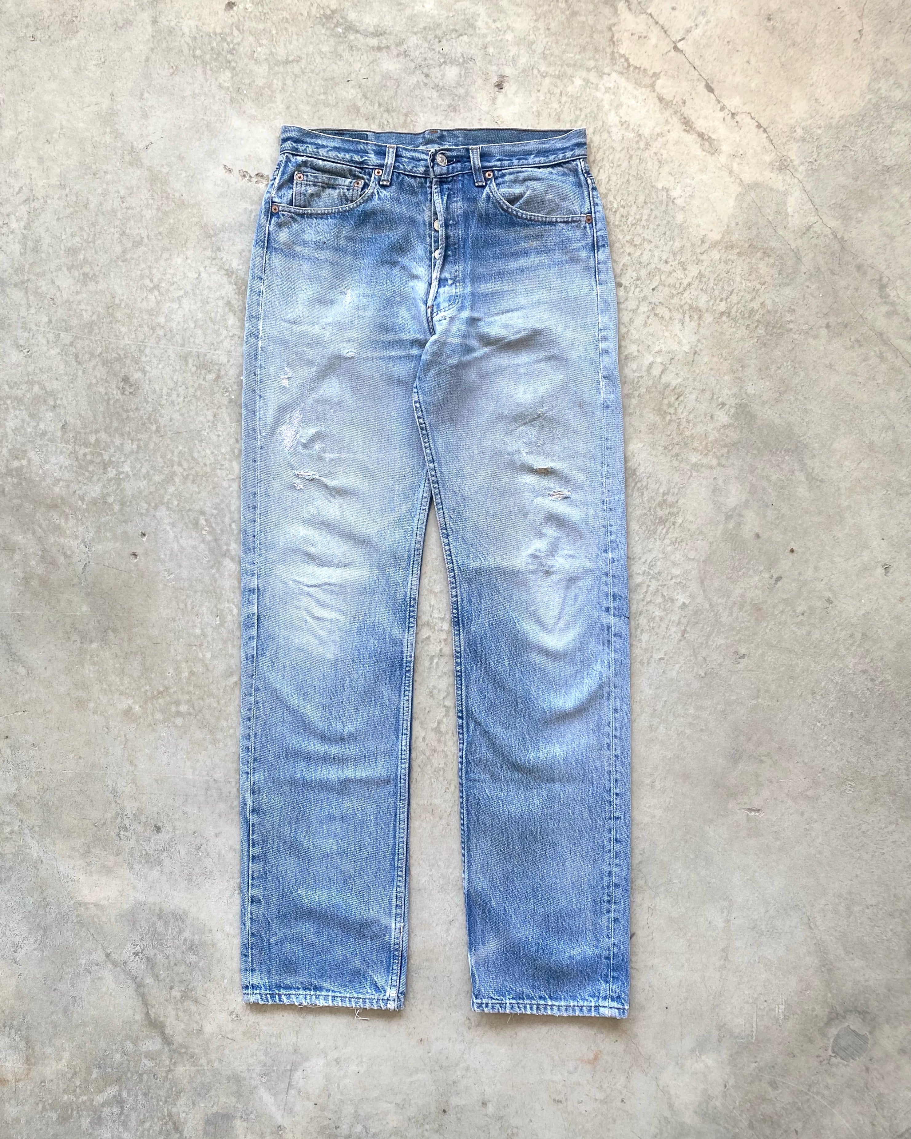 1980S FADED WASHED LEVI'S 501 DISTRESSED JEANS (32X34)