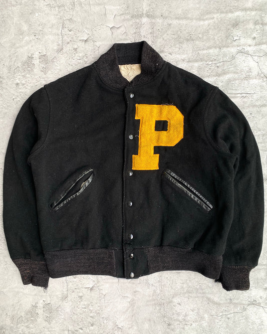 1960/1970S 'P' LETTERMAN WOOL VARSITY JACKET (L/XL)