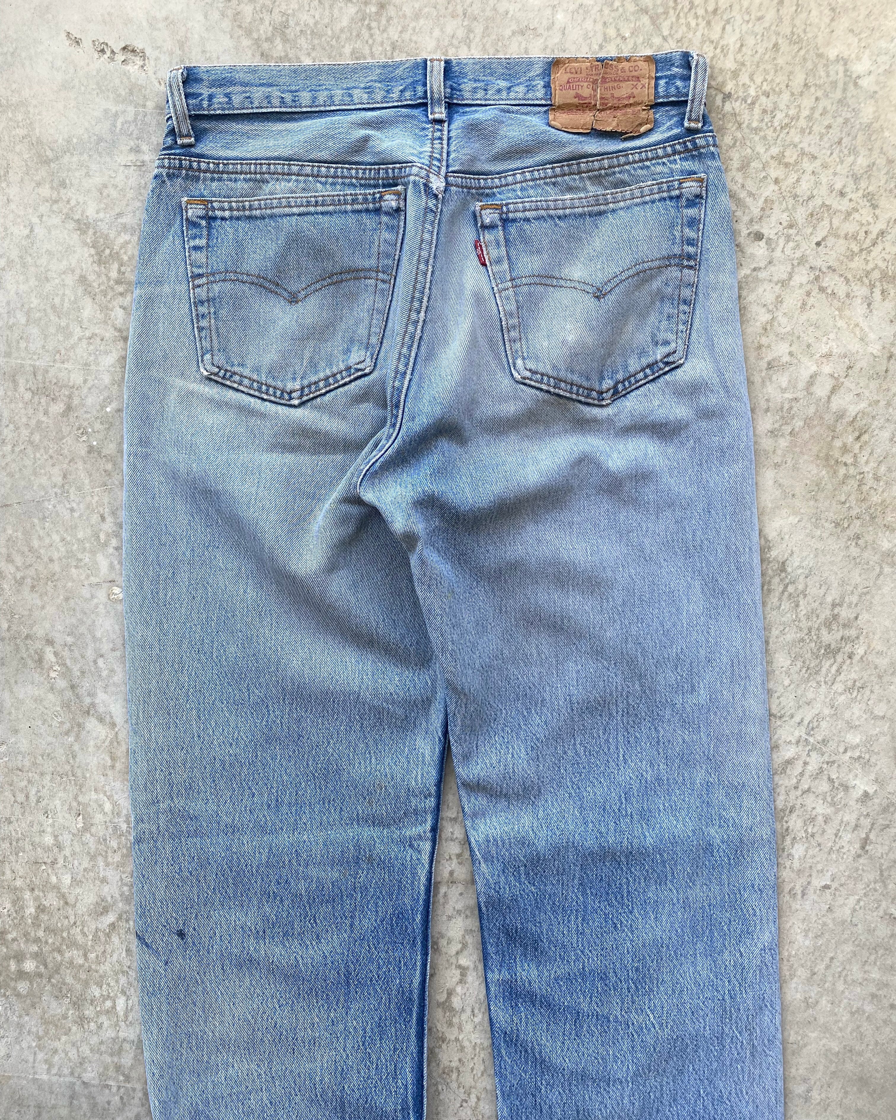 1980S FADED WASHED LEVI'S 501 DISTRESSED JEANS (32X34)