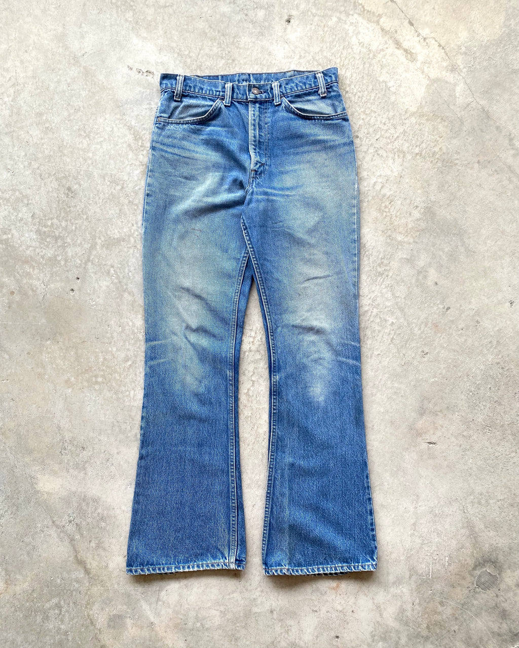 1970S FADED WASHED LEVI'S 646 FLARED JEANS (33X34)