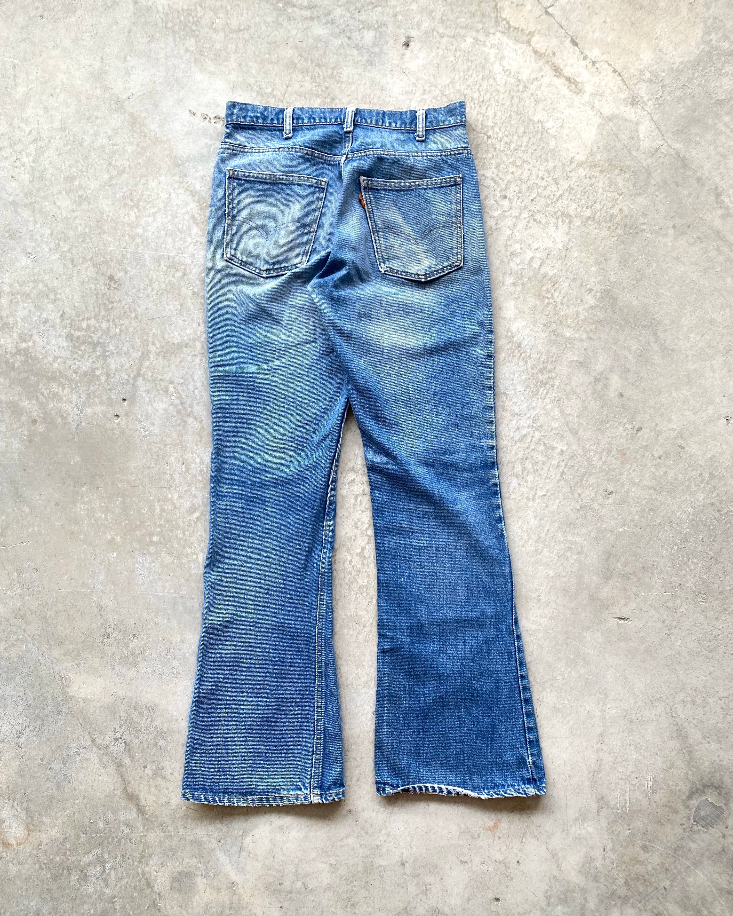 1970S FADED WASHED LEVI'S 646 FLARED JEANS (33X34)