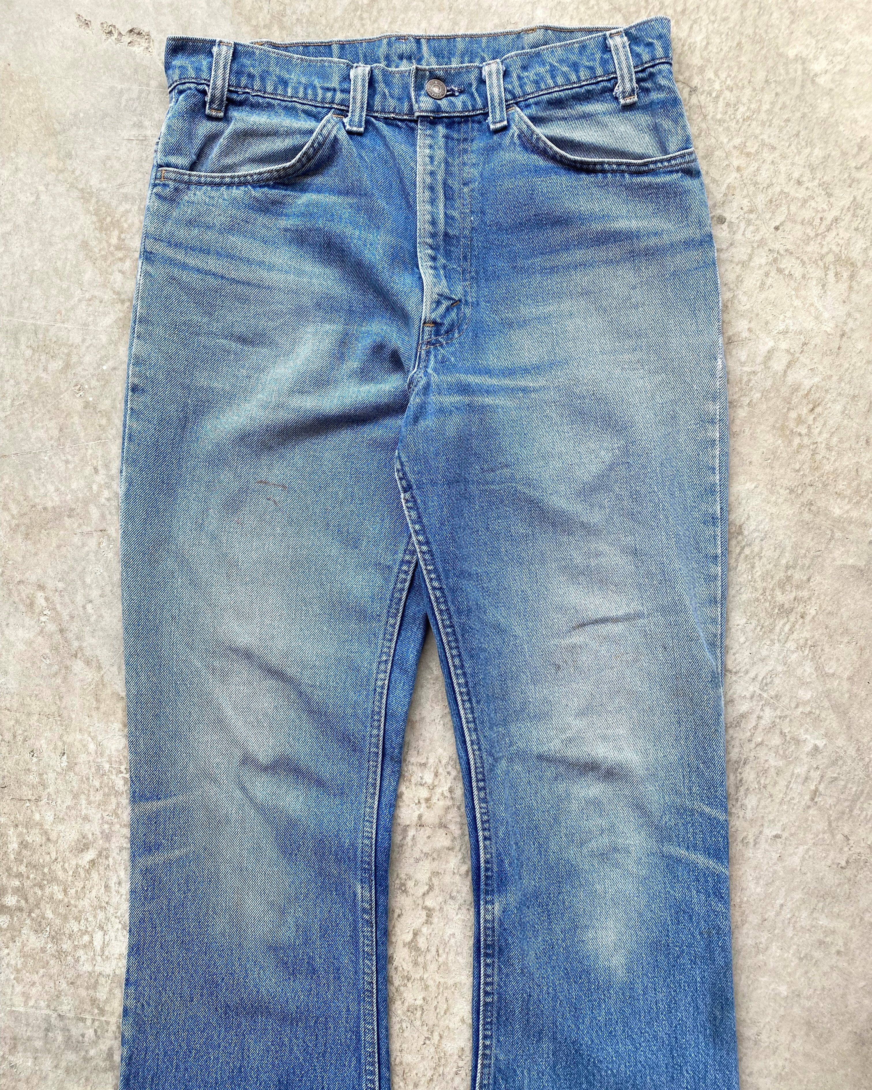 1970S FADED WASHED LEVI'S 646 FLARED JEANS (33X34)