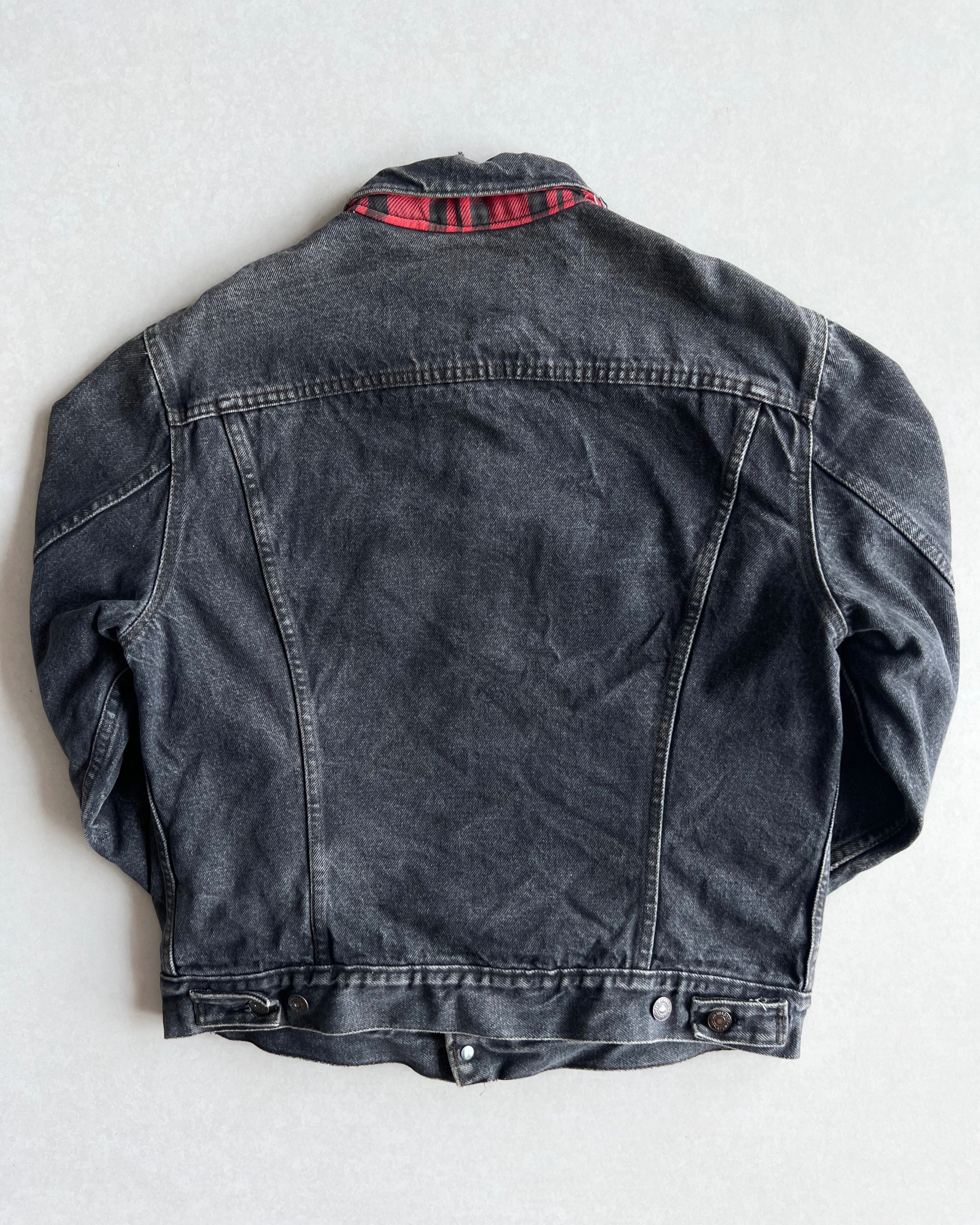1980S FADED BLACK LEVI'S TYPE III REVERSIBLE TRUCKER DENIM JACKET (L)