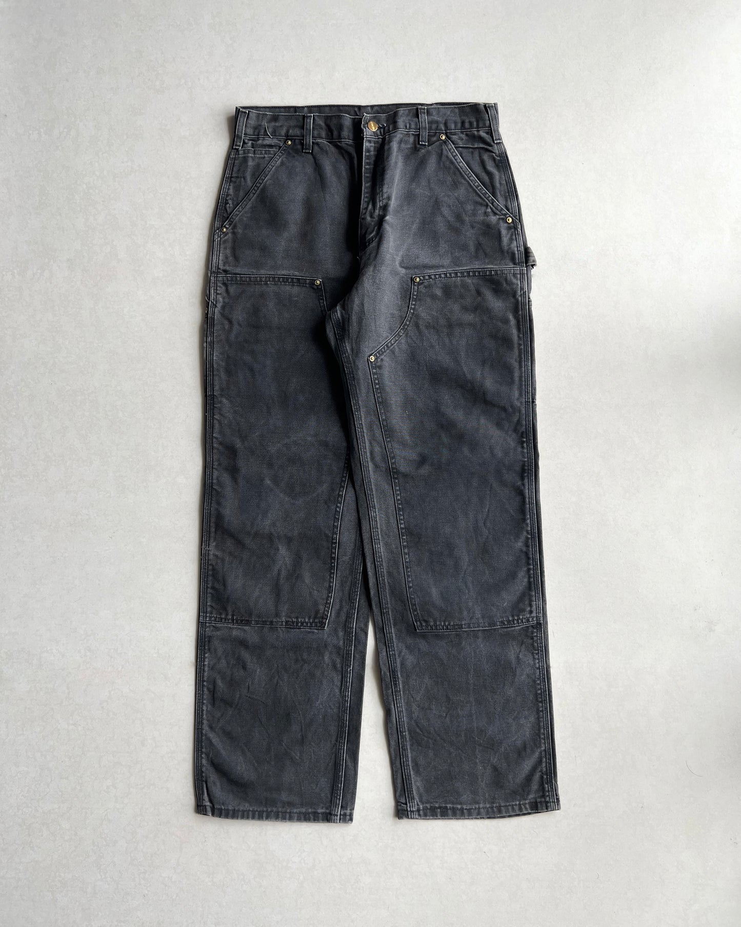 1990S FADED BLACK CARHARTT DOUBLE KNEE PANTS (32X32)