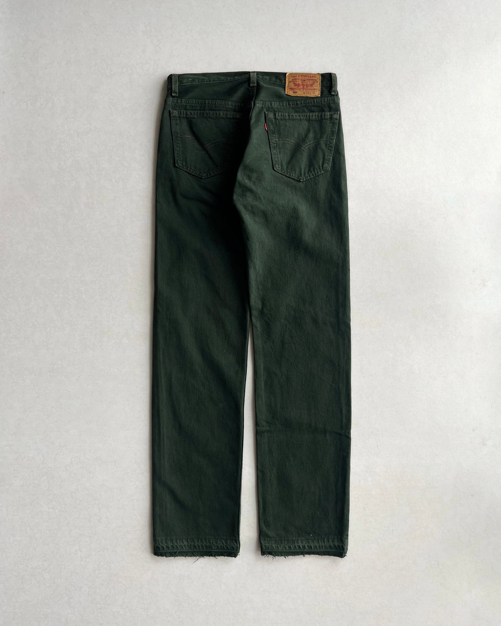 1990S DARK GREEN LEVI'S 501 RELEASE HEM JEANS (32X32)