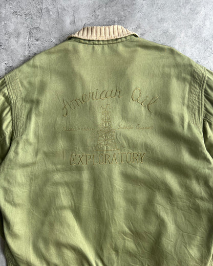 1960S/1970S 'AMERICAN OIL EXPLORATION' SOUVENIR RAYON JACKET (L)