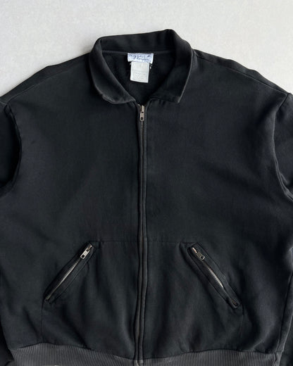 1990S FADED BLACK AGNES B. ZIP-UP SWEATS JACKET (L)