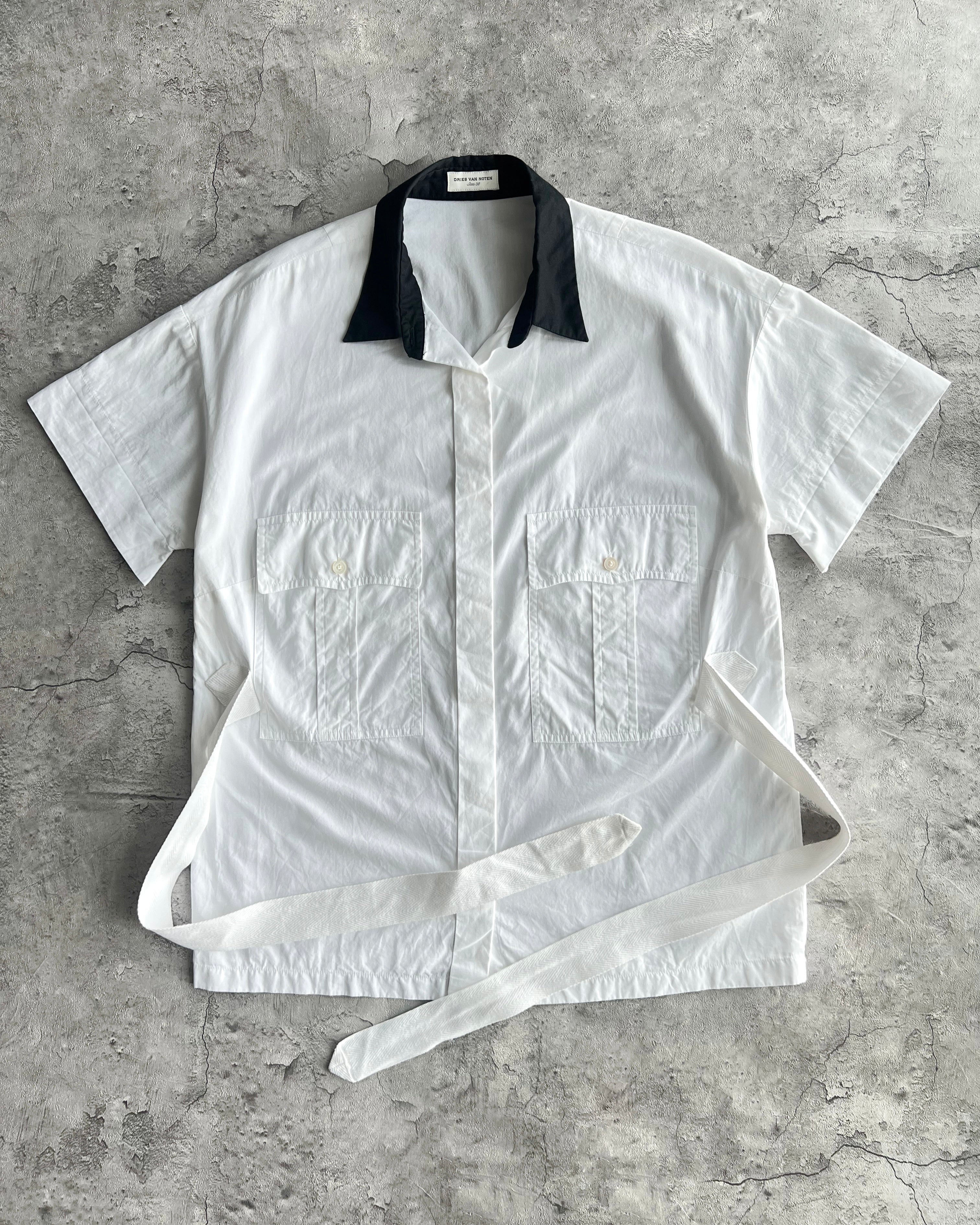 2000S DRIES VAN NOTEN DOUBLE POCKET BONDAGE SHIRT (M)