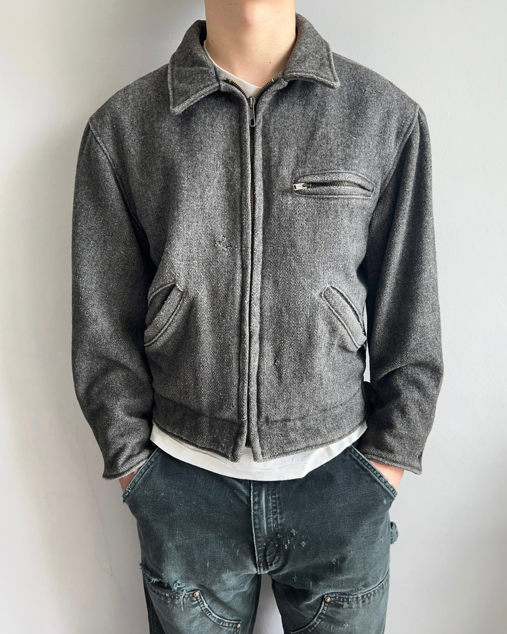 1980S SCHOTT WOOL ZIP-UP JACKET (M)