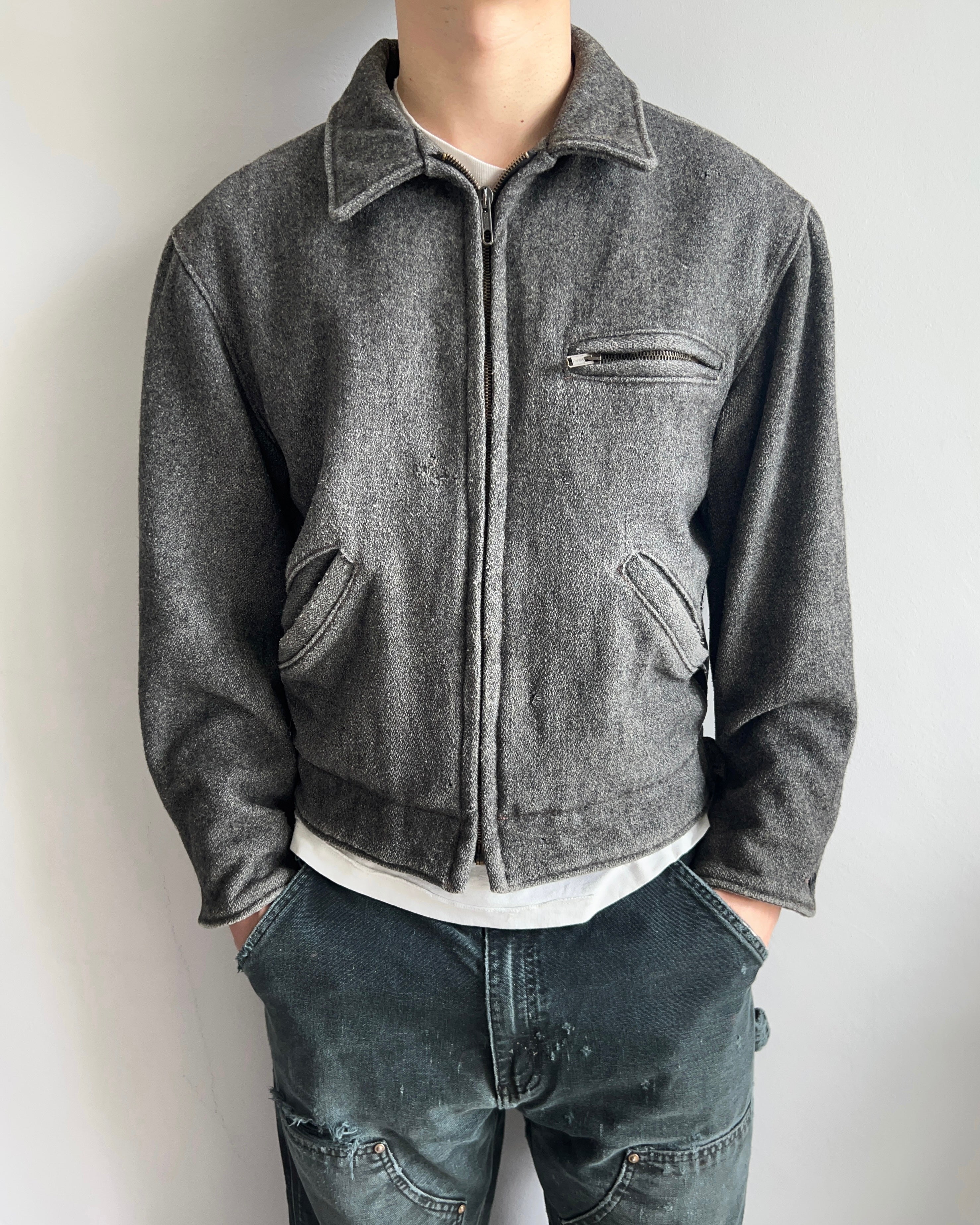 1980S SCHOTT WOOL ZIP-UP JACKET (M)
