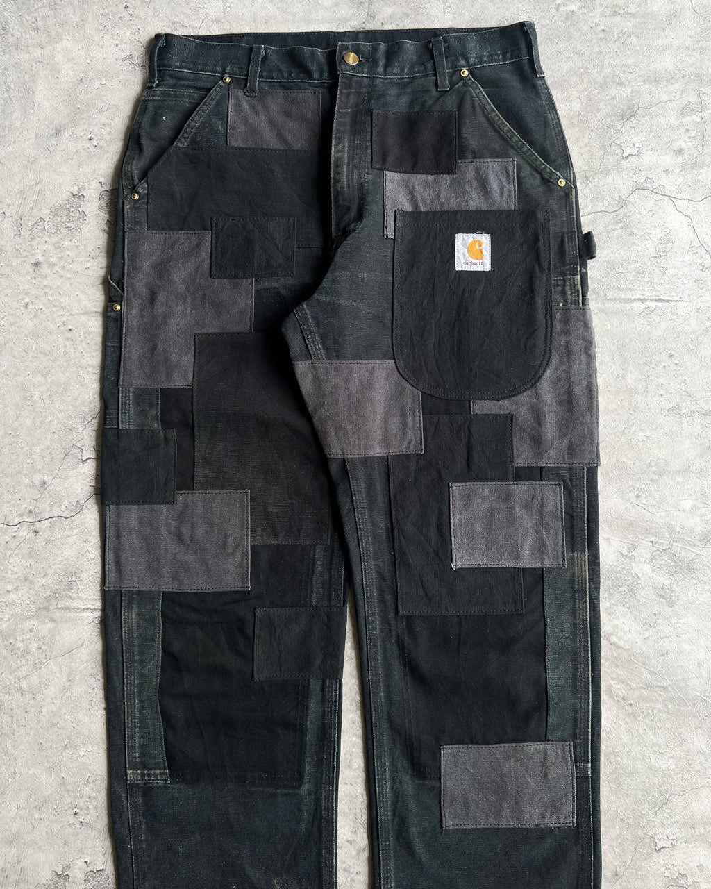 1990S REWORKED CARHARTT PATCHWORK DOUBLE KNEE PANTS (34X32)