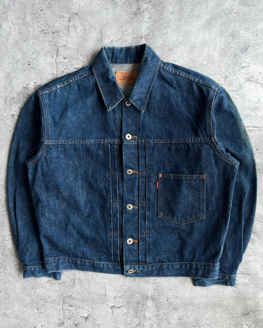 1990S SUN FADED BIG E LEVI'S TYPE I SELVEGDE DENIM JACKET (L/XL)
