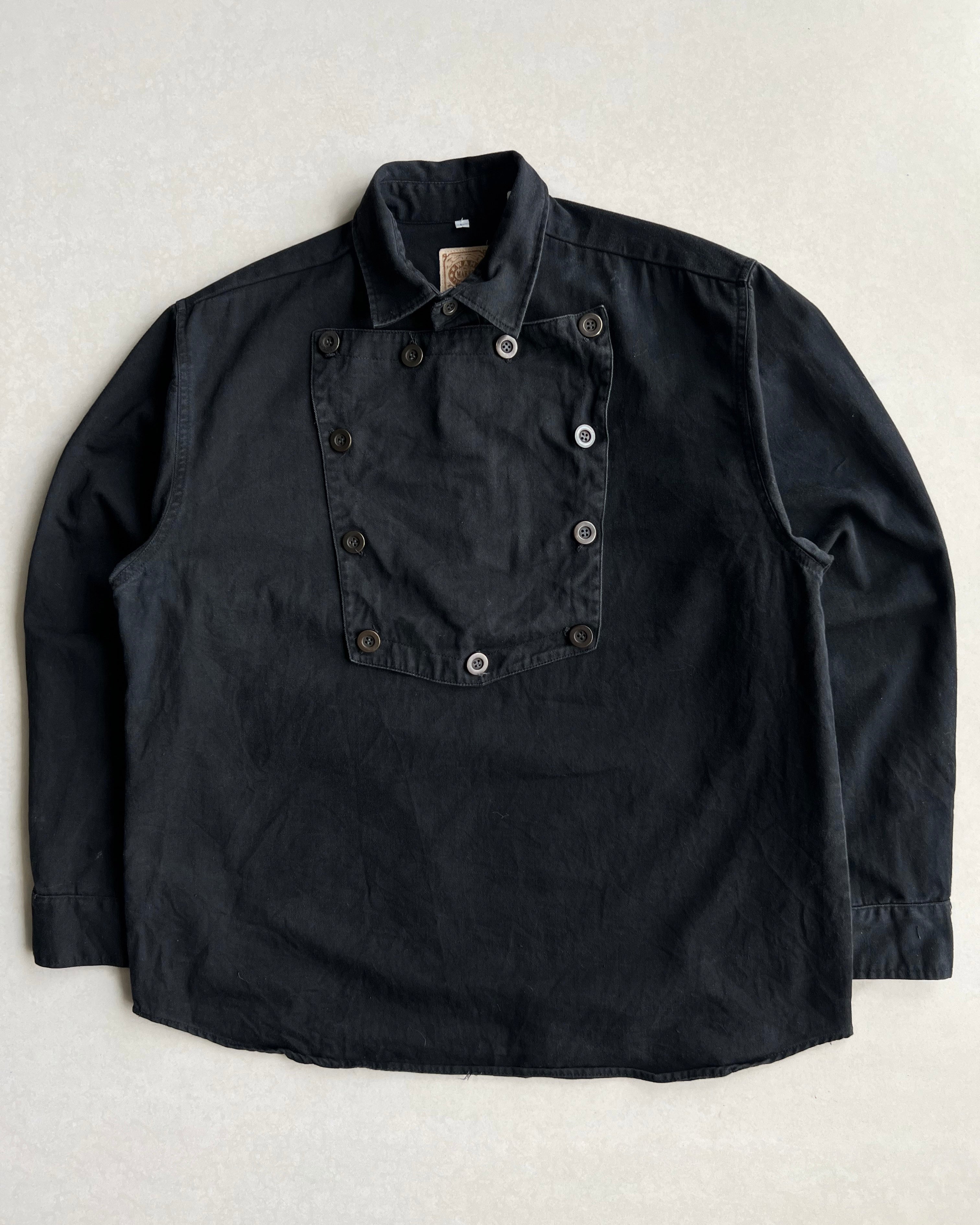 1980S BLACK WESTERN RANGEWEAR BIB SHIRT  (L)