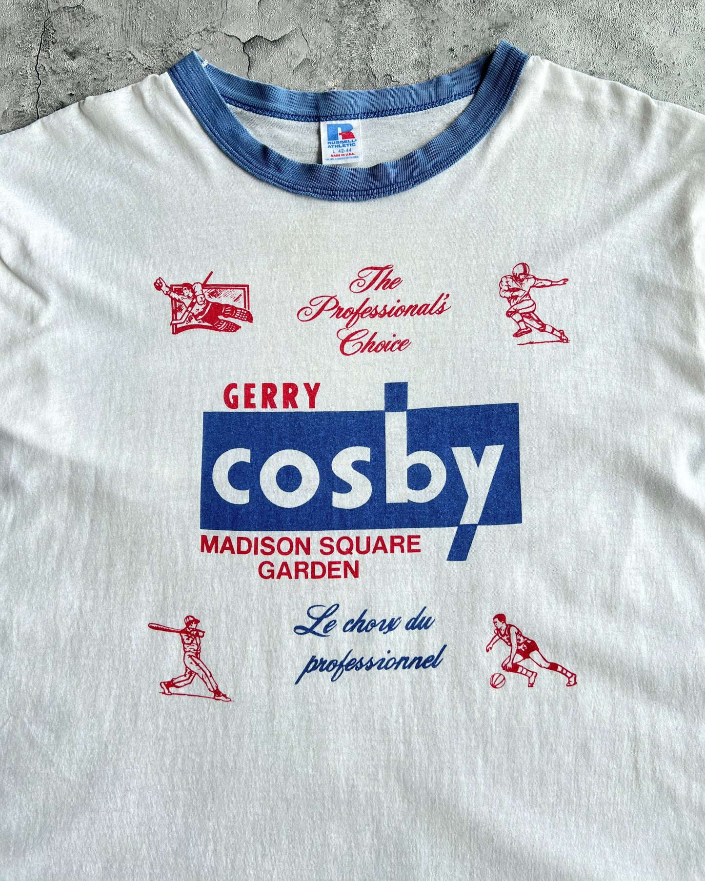 1980S 'GERRY COSBY MADISON SQUARE GARDEN' RINGER TEE (L)