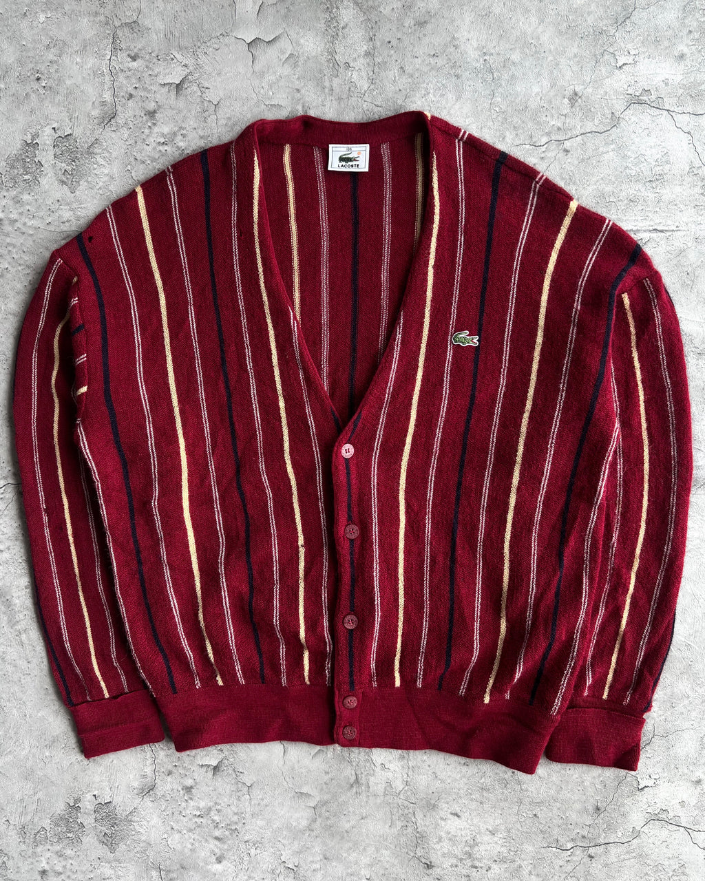 2000S STRIPES LACOSTE WOOL CARDIGAN (L)
