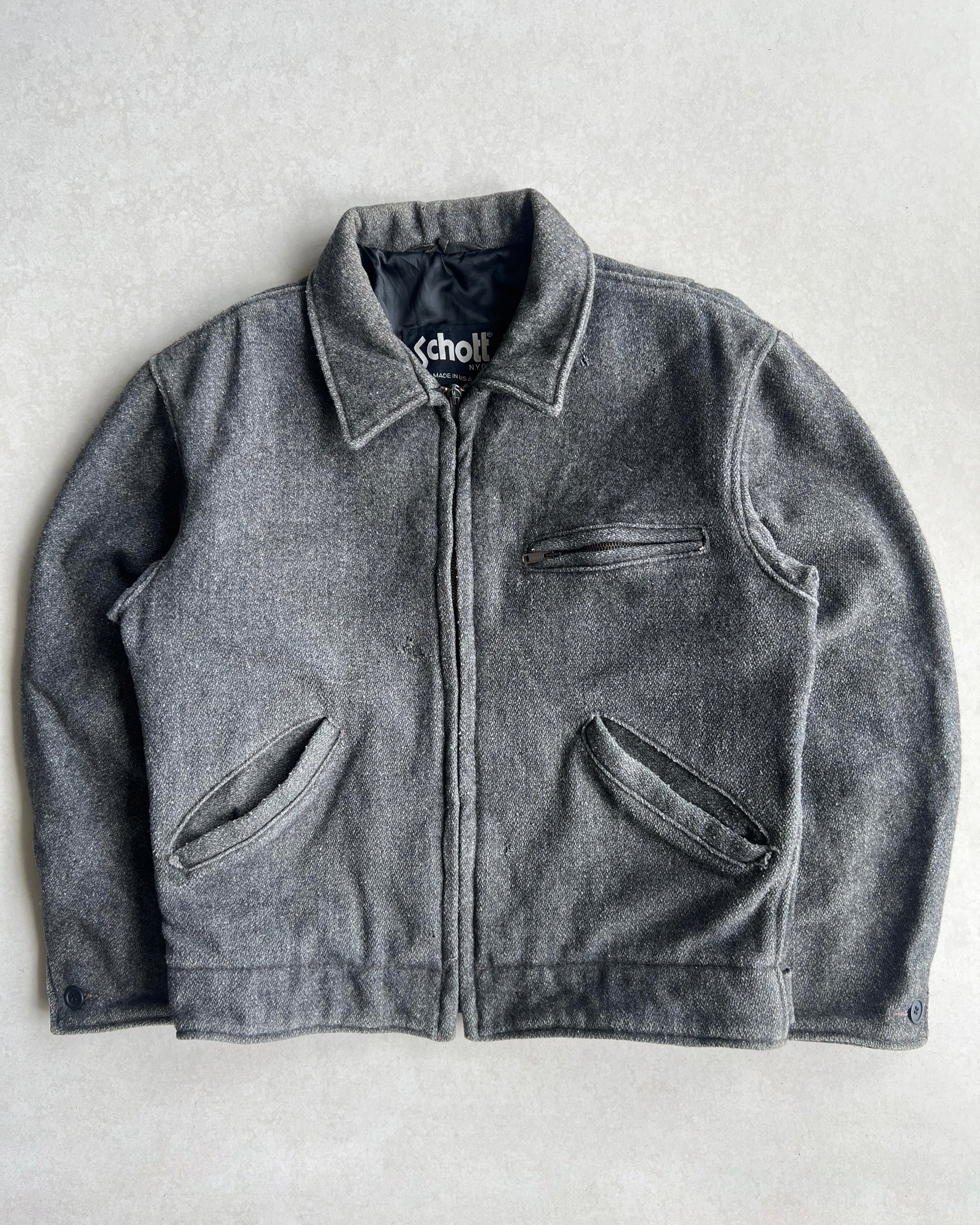 1980S SCHOTT WOOL ZIP-UP JACKET (M)