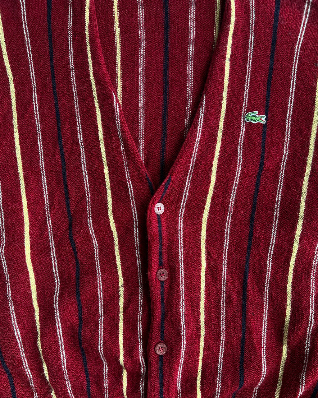 2000S STRIPES LACOSTE WOOL CARDIGAN (L)