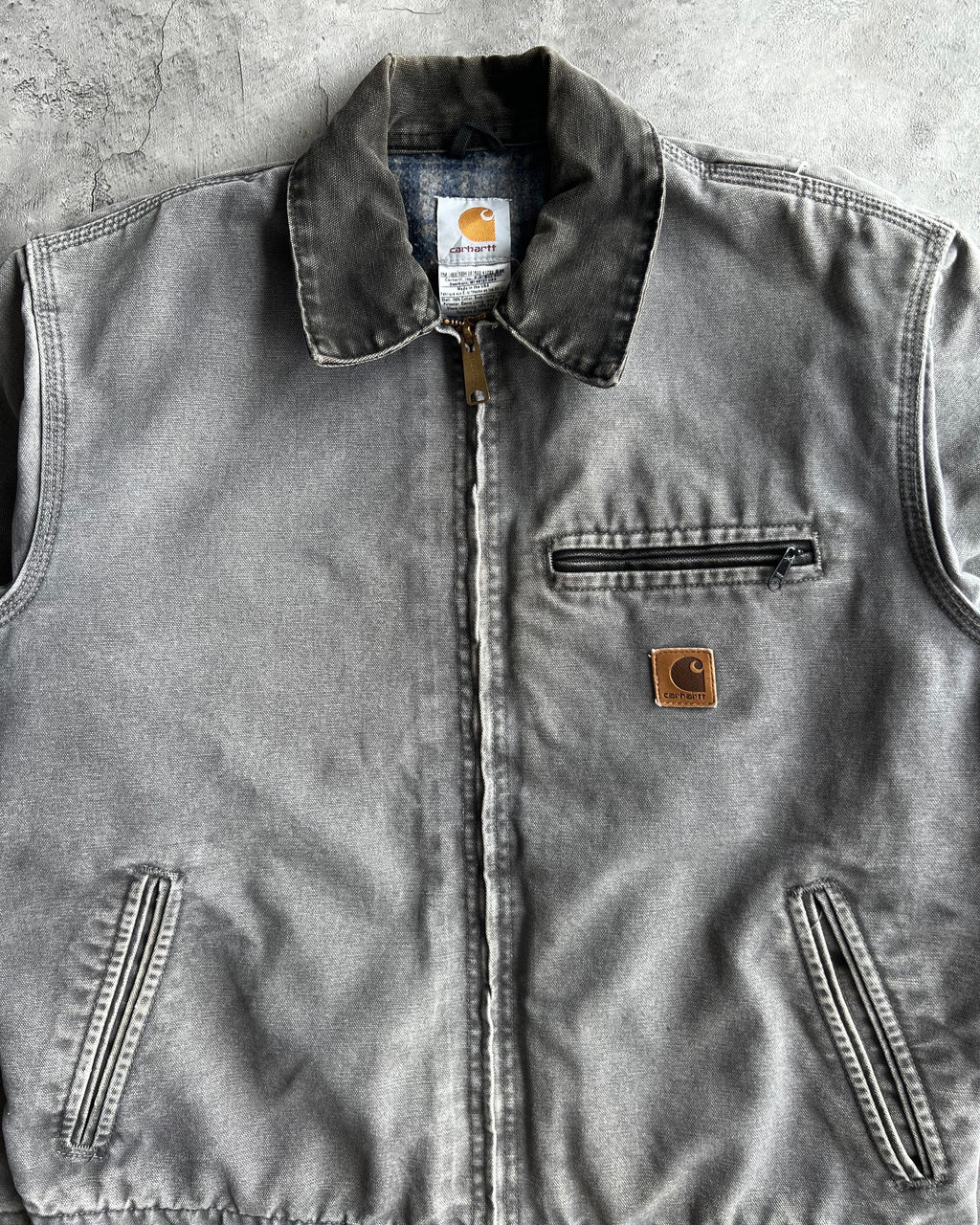 1990S GREY CARHARTT DETROIT WORK JACKET (M)