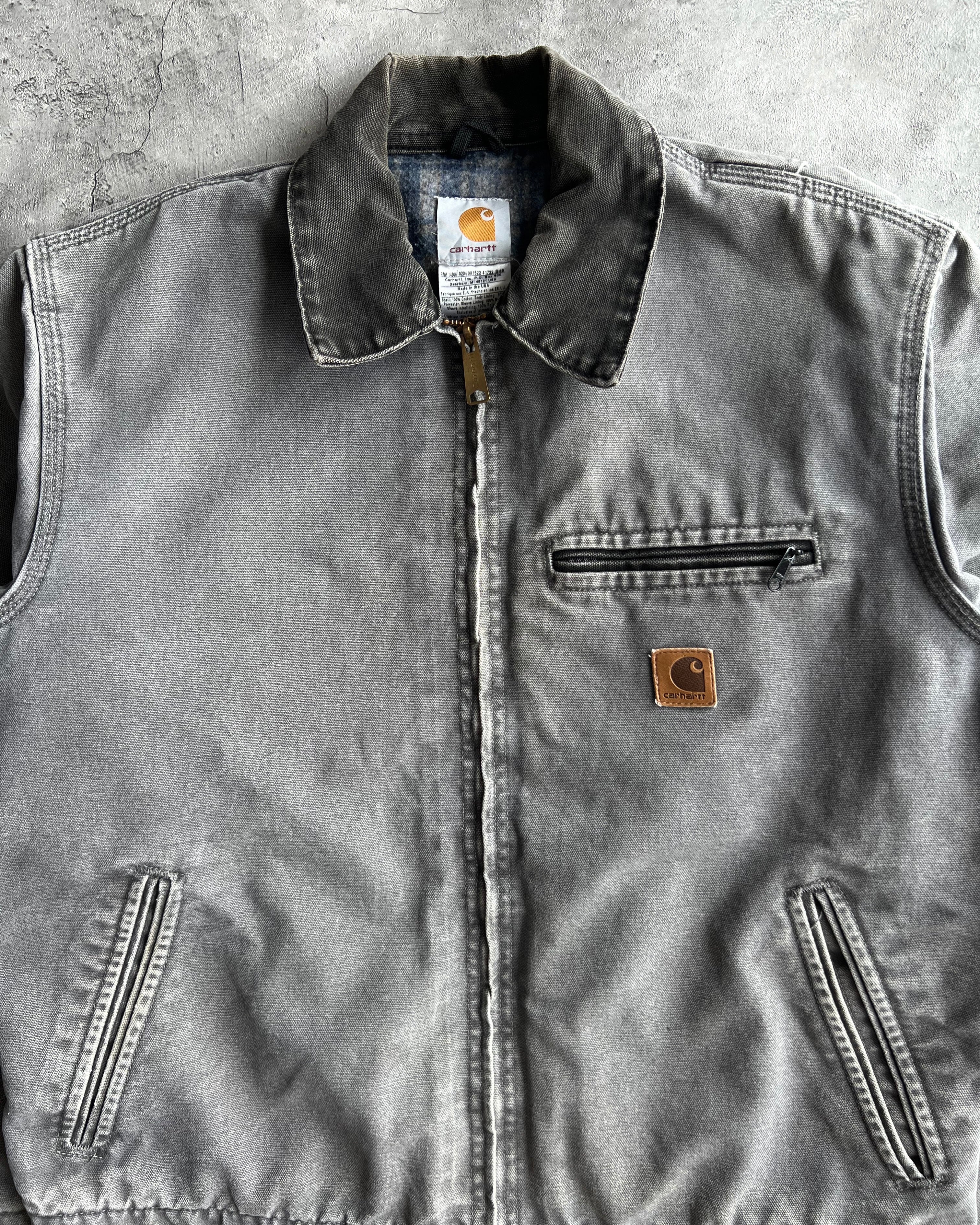 1990S GREY CARHARTT DETROIT WORK JACKET (M)