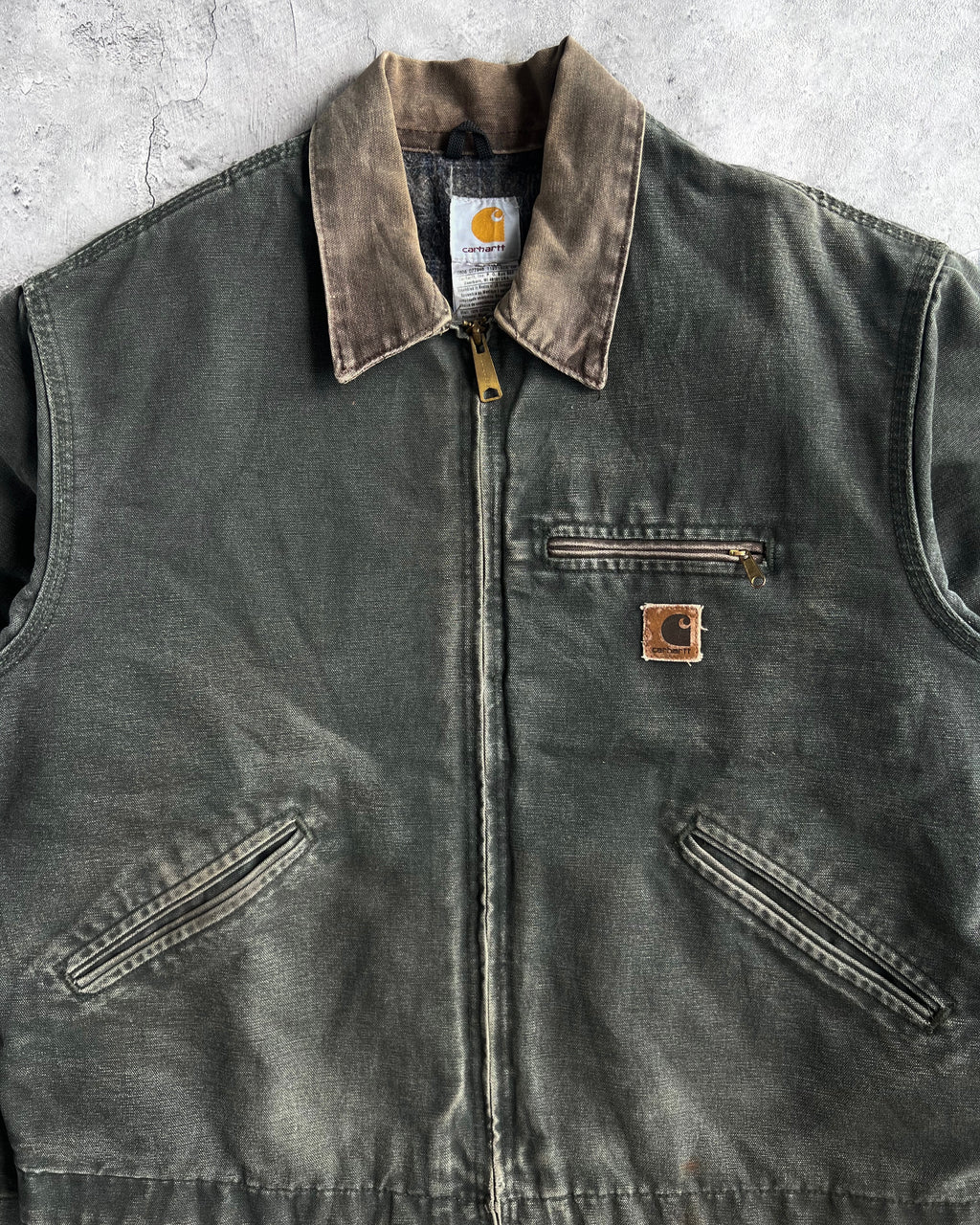 1990S MOSS GREEN CARHARTT DETROIT WORK JACKET (L)