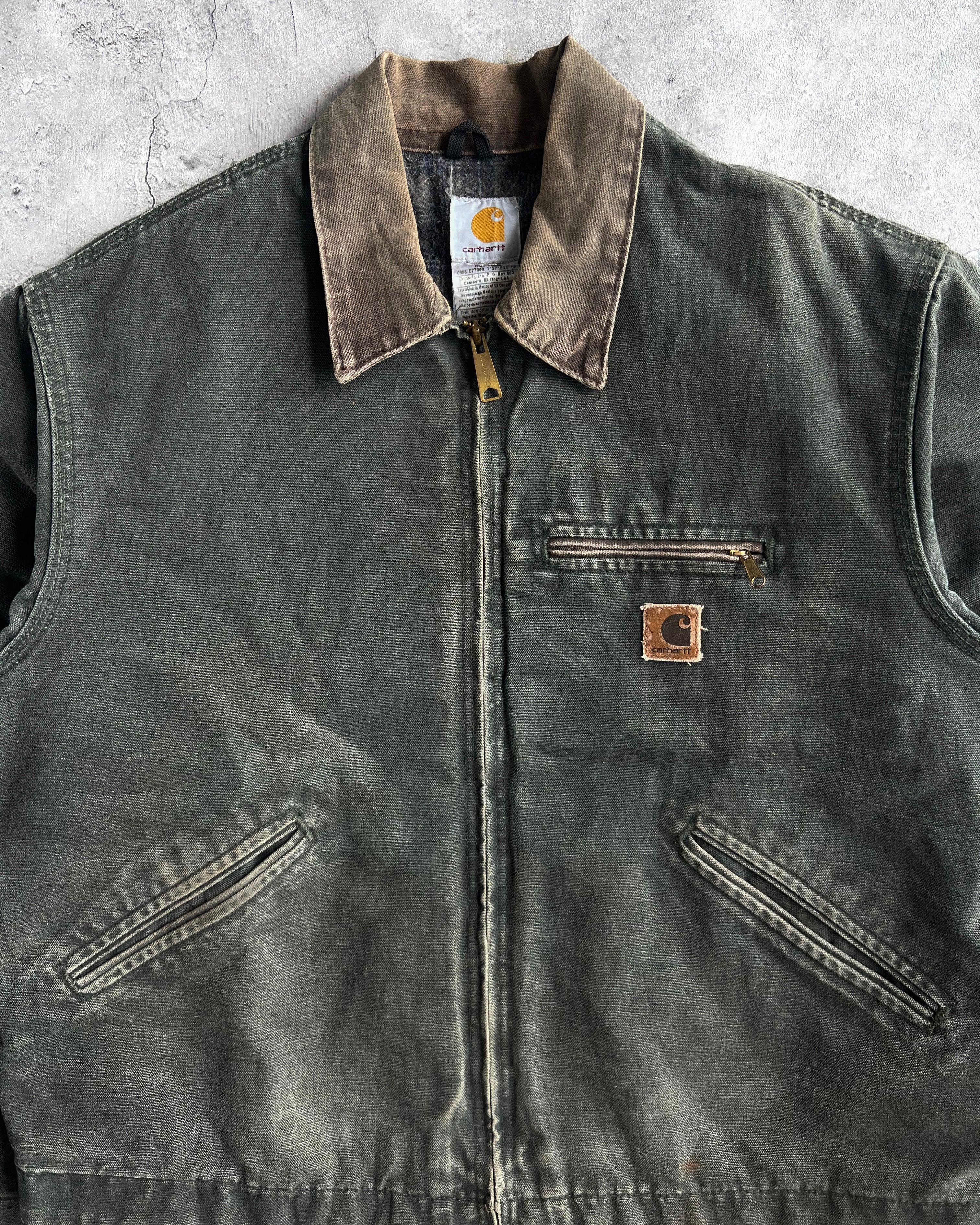 1990S MOSS GREEN CARHARTT DETROIT WORK JACKET (L)