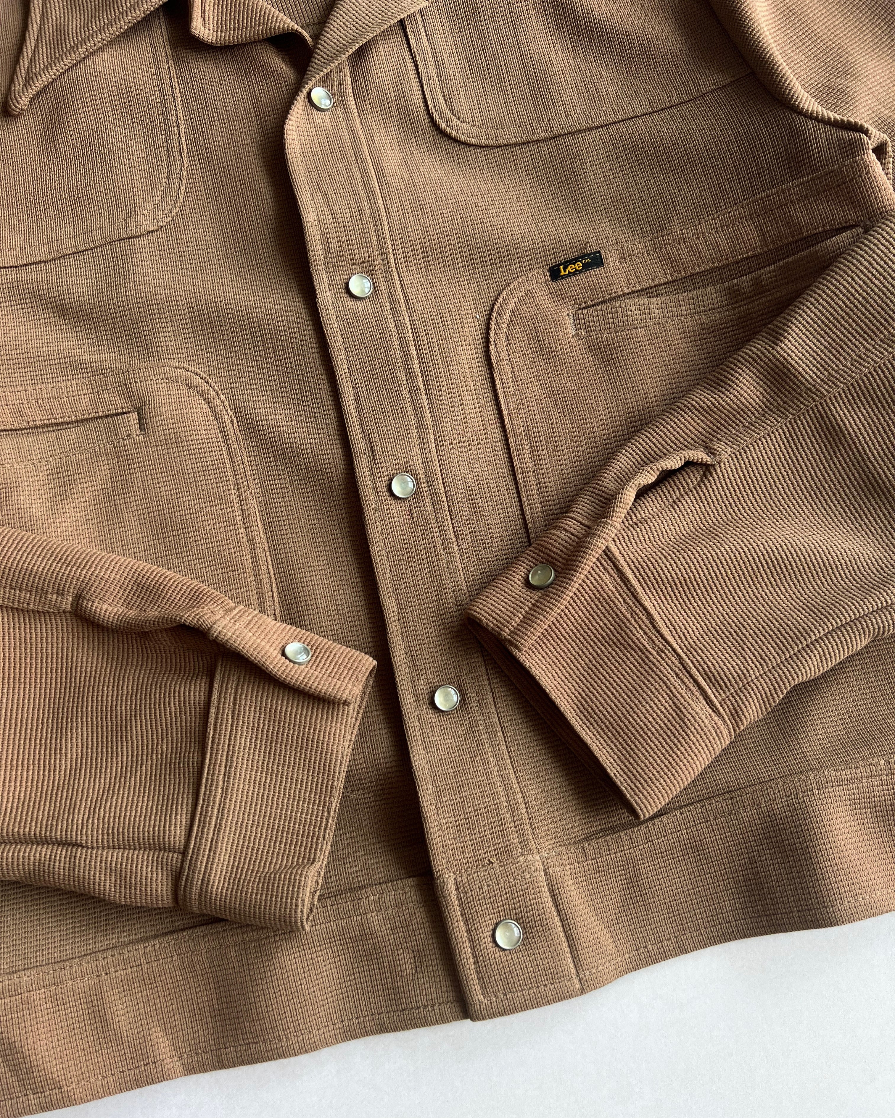 1970S BROWN LEE POINTED COLLAR WORK JACKET (L)