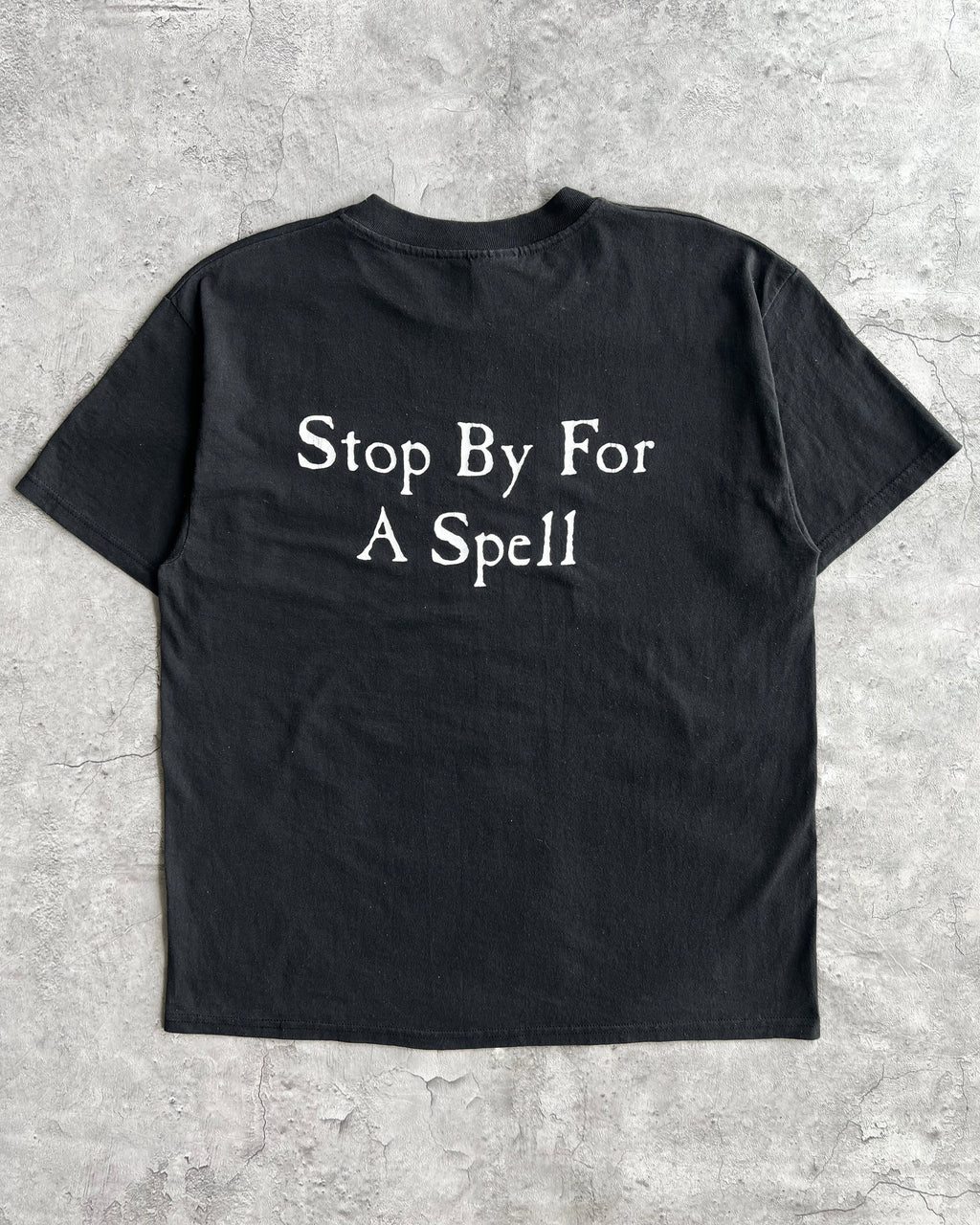 1990S FADED BLACK 'WITCHES BREW' TEE (L)