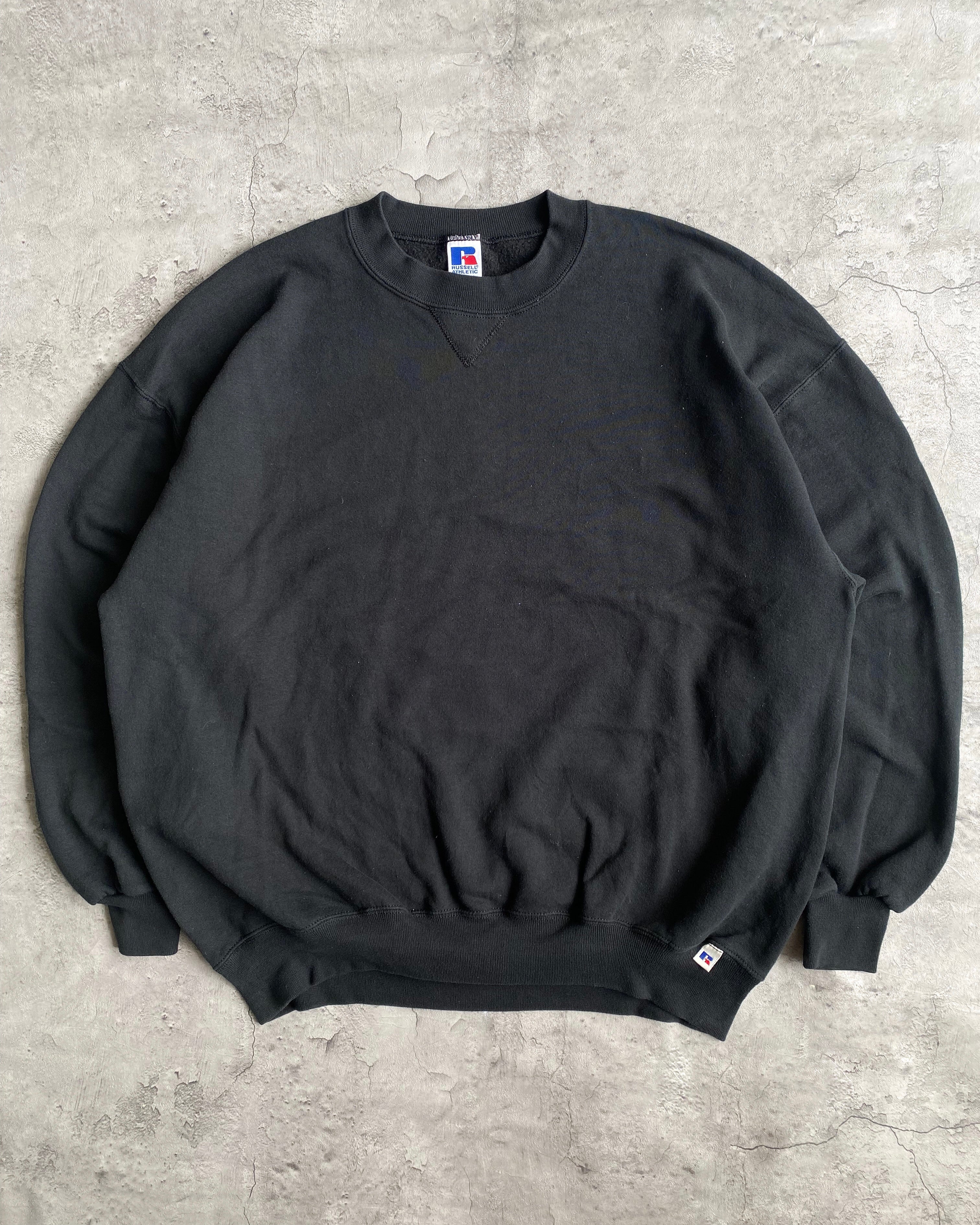 1990S RUSSELL BLACK BLANK CREWNECK SWEATSHIRT (L-XXL)