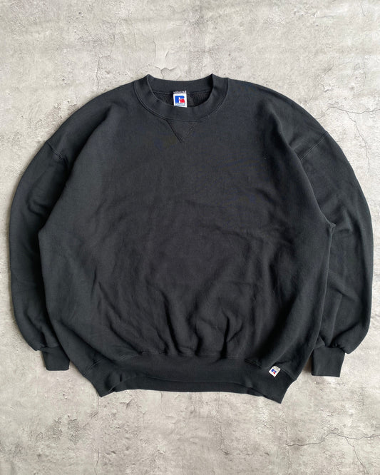 1990S RUSSELL BLACK BLANK CREWNECK SWEATSHIRT (L-XXL)