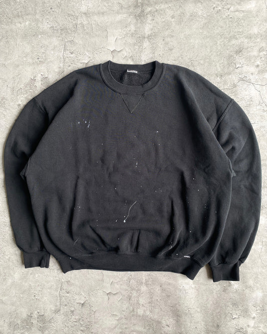 1990S RUSSELL FADED BLACK PAINTED CREWNECK SWEATSHIRT (M-XL)