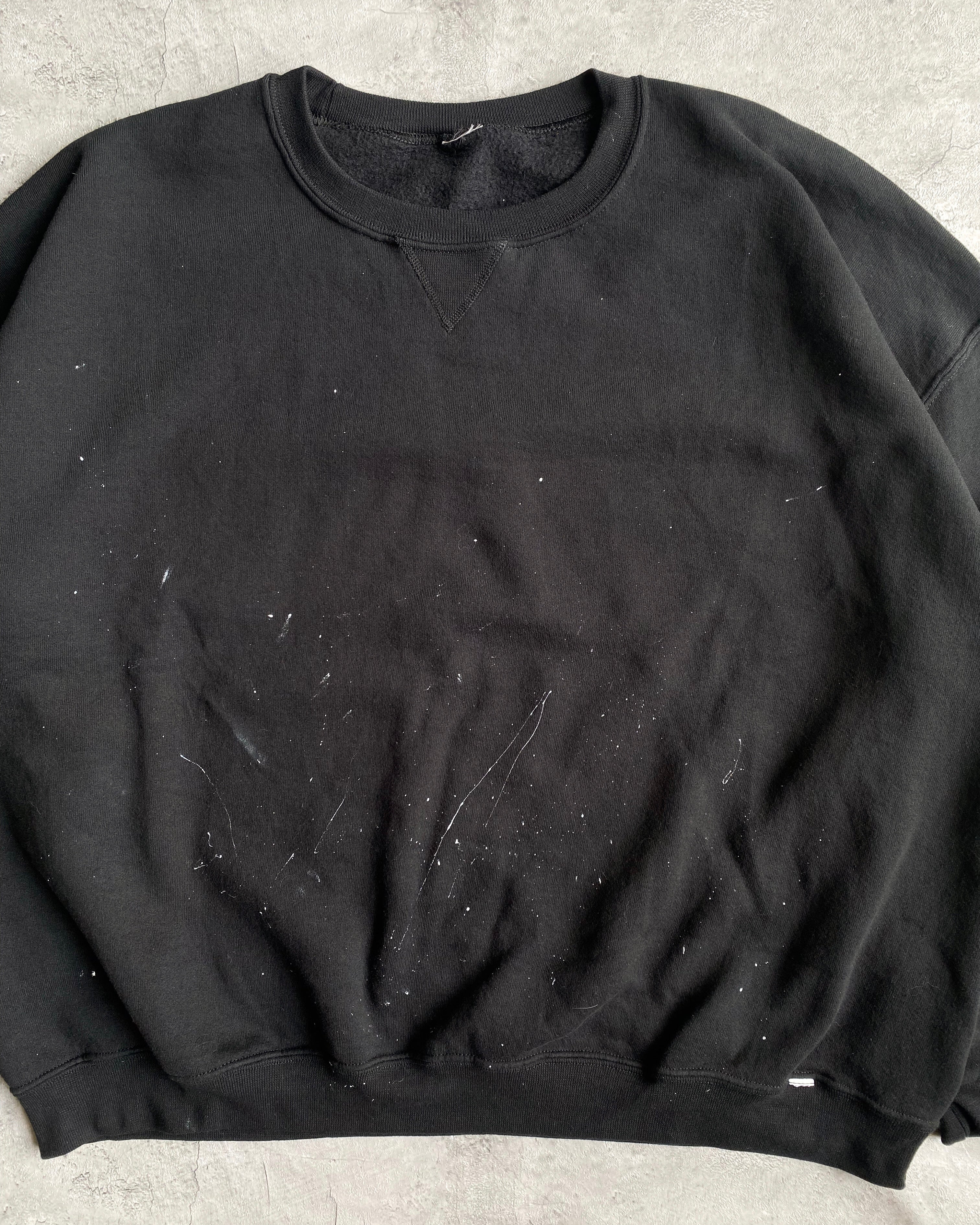 1990S RUSSELL BLACK PAINTED CREWNECK SWEATSHIRT (XL/XXL)