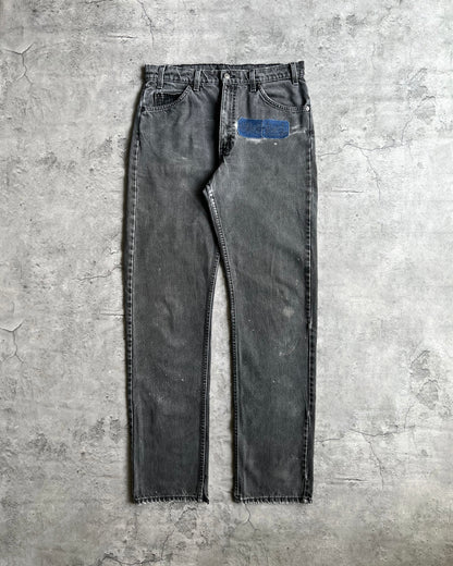 1990S FADED BLACK LEVI'S 505 REPAIRED JEANS (34X34)