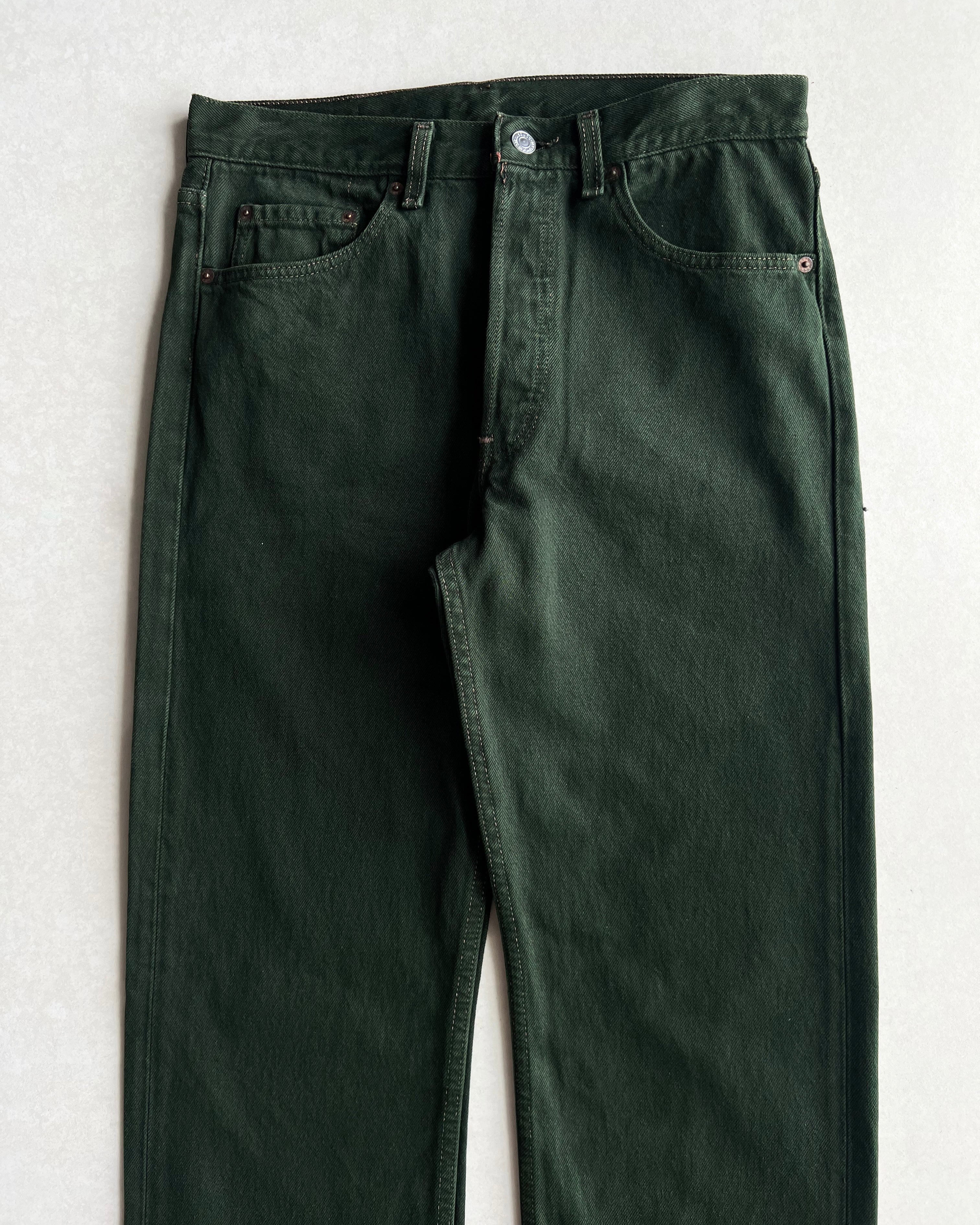 1990S DARK GREEN LEVI'S 501 RELEASE HEM JEANS (32X32)