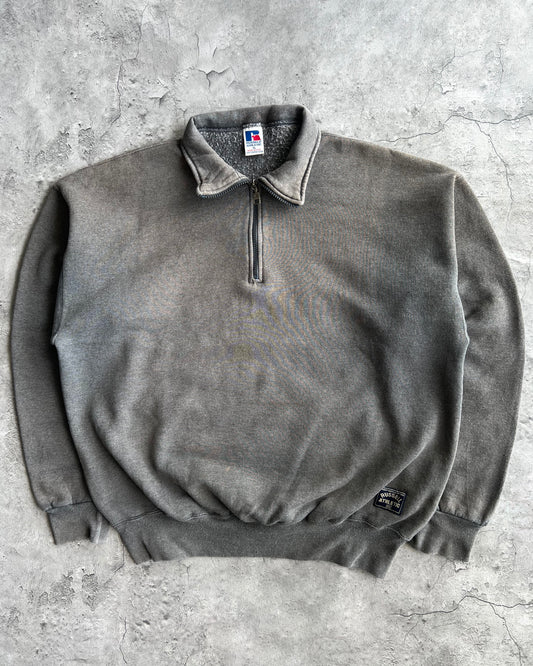 1990S SUN FADED GREY BLANK RUSSELL QUARTER ZIP SWEATSHIRT (XL)