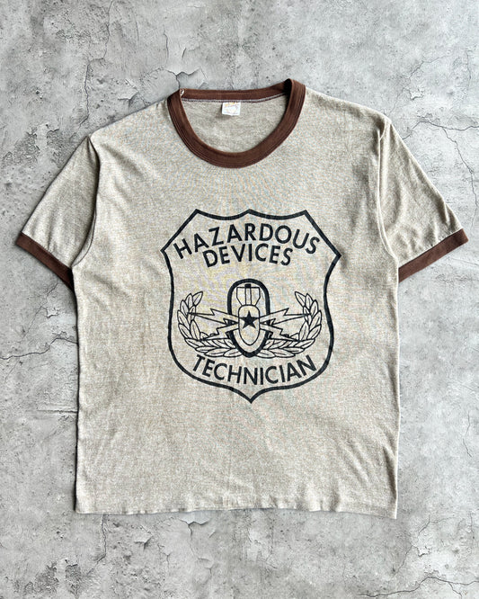 1980S 'HAZARDOUS DEVICES TECHNICIAN' RINGER TEE (XL)