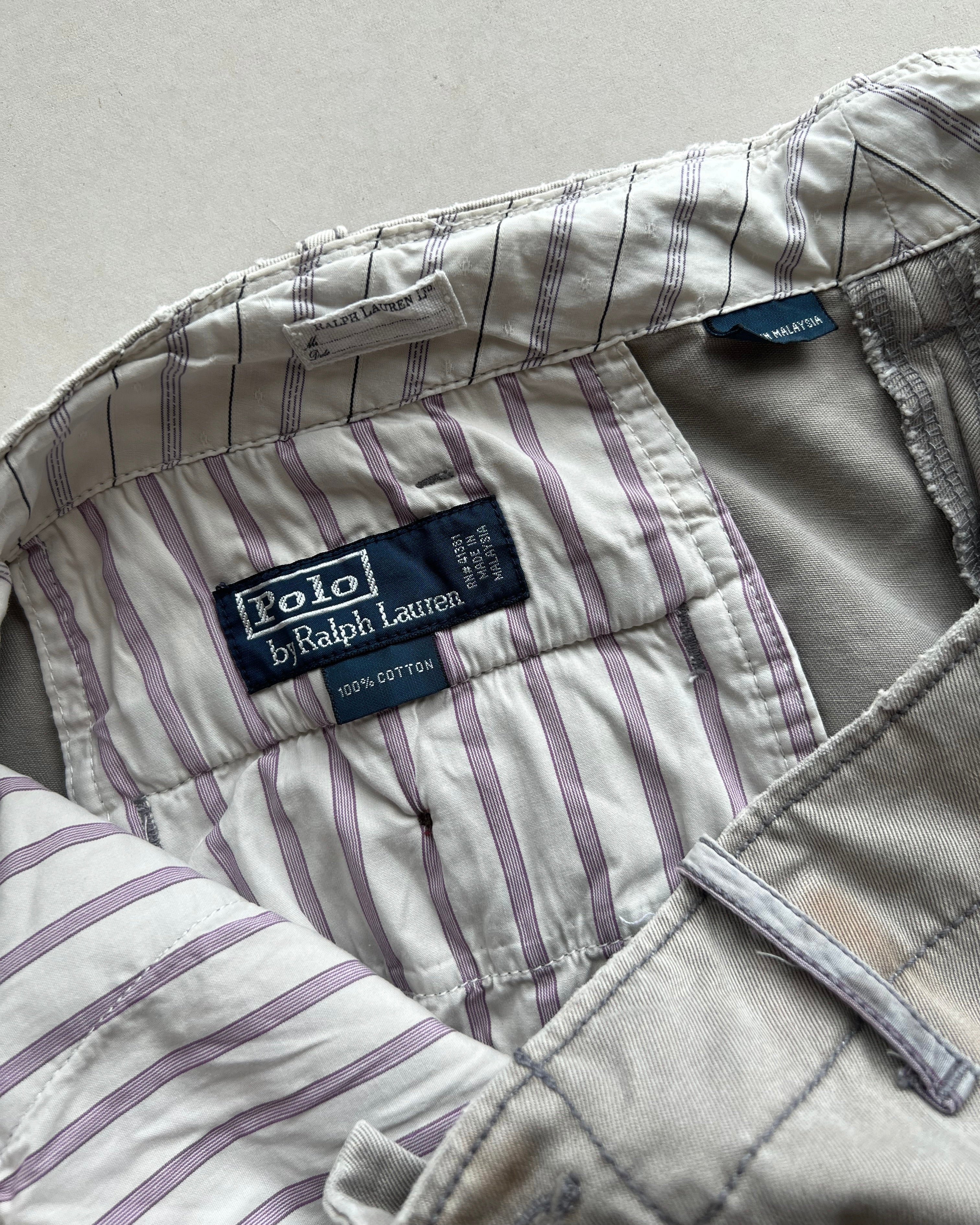 1990S BEIGE RALPH LAUREN REPAIRED TROUSERS (36X34)