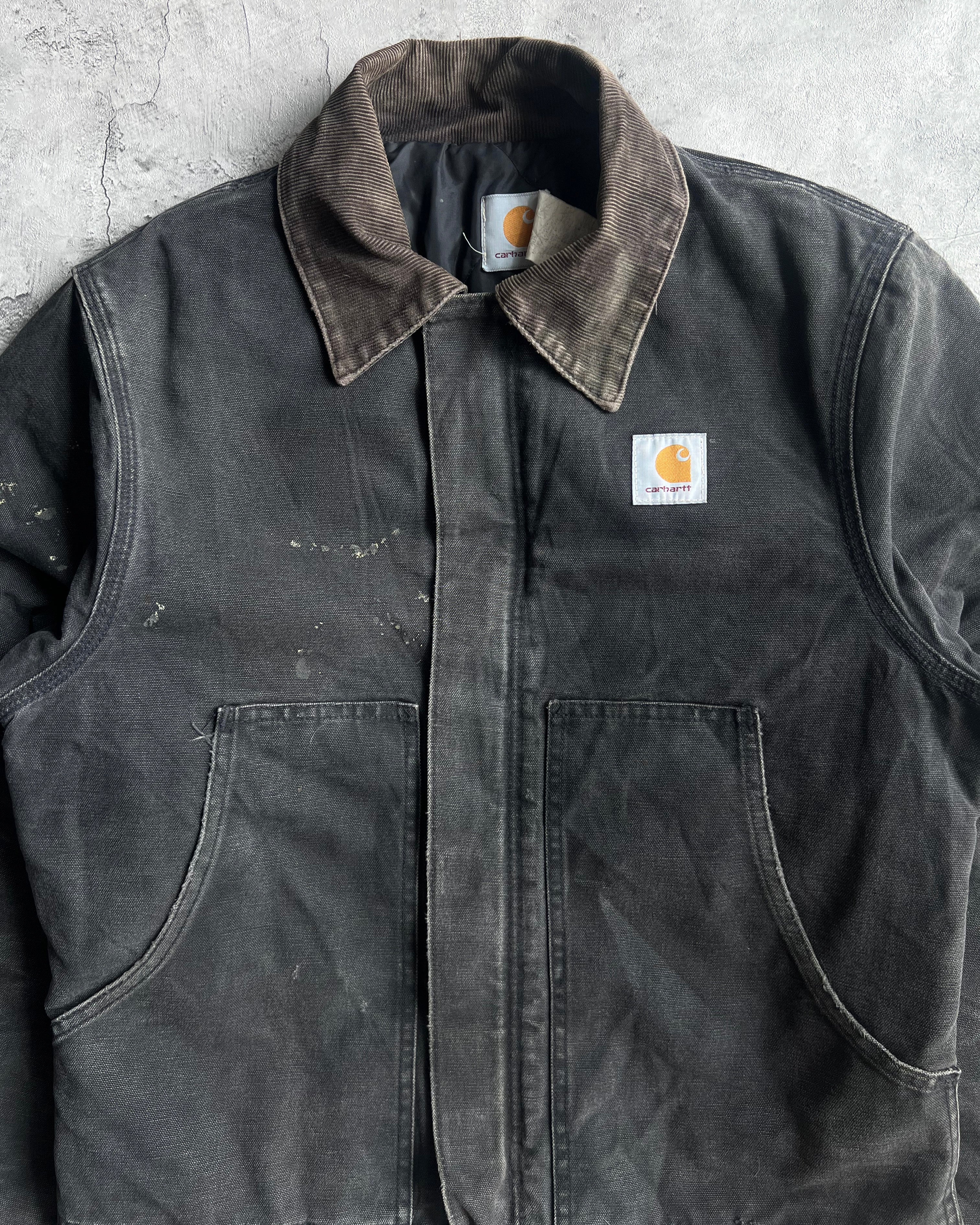 1990S FADED BLACK CARHARTT ARCTIC WORK JACKET (M/L)