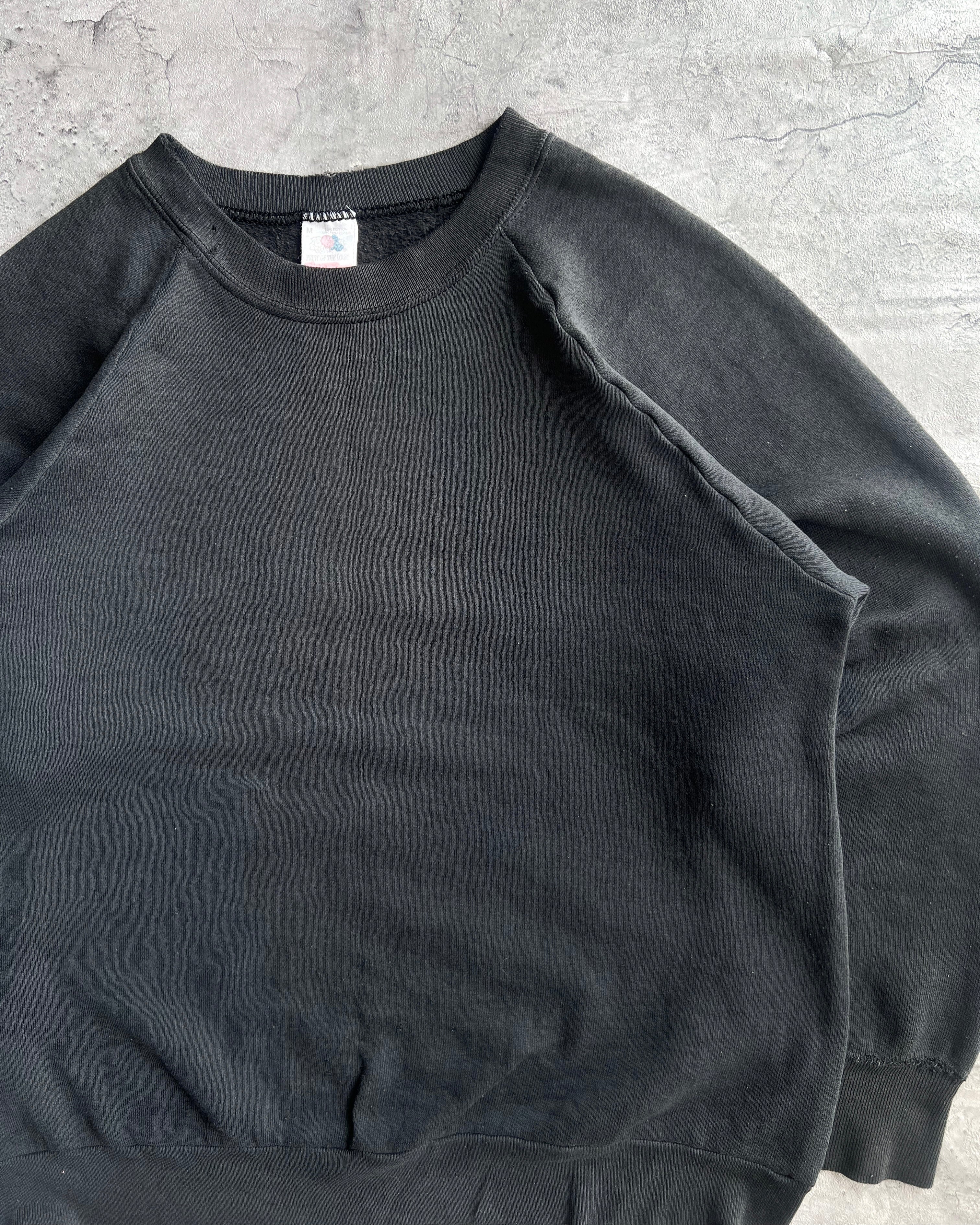 1990S FADED BLACK BLANK FOTL RAGLAN SWEATSHIRT (M)