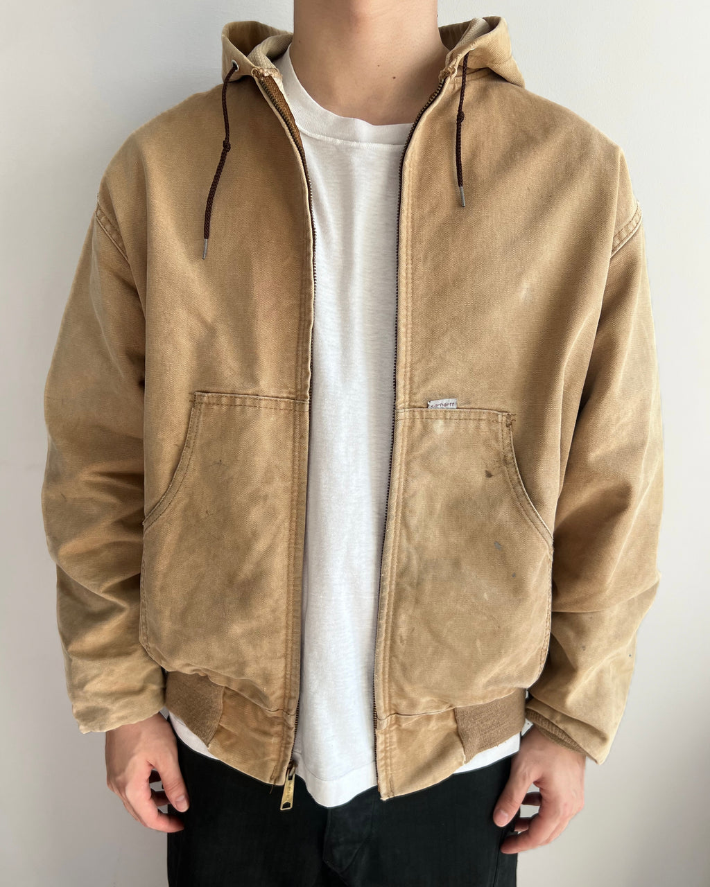 1980S BROWN CARHARTT 100 YEARS HOODED WORK JACKET (XL)