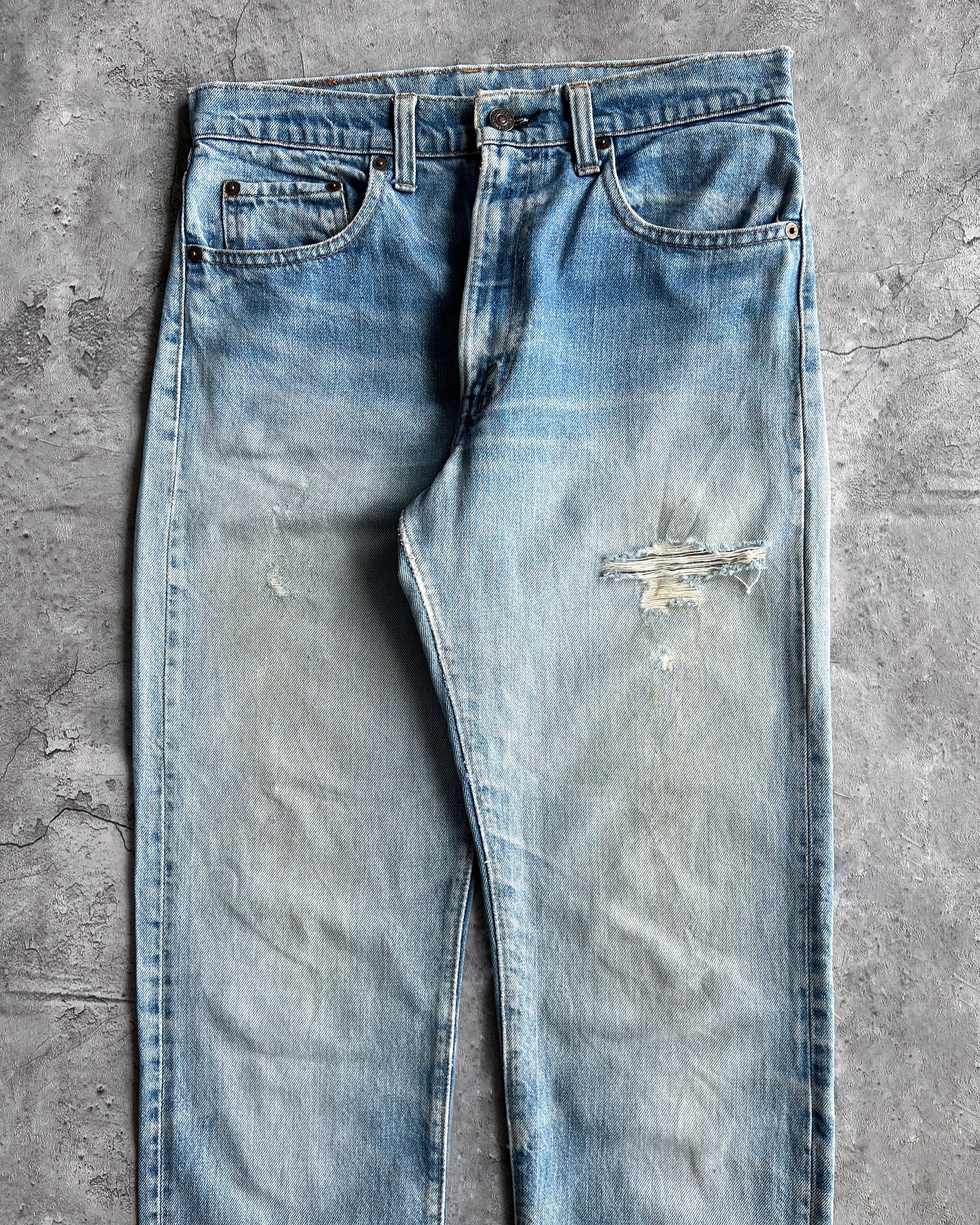 1970S FADED WASHED LEVI'S 505 DISTRESSED JEANS (30X31)