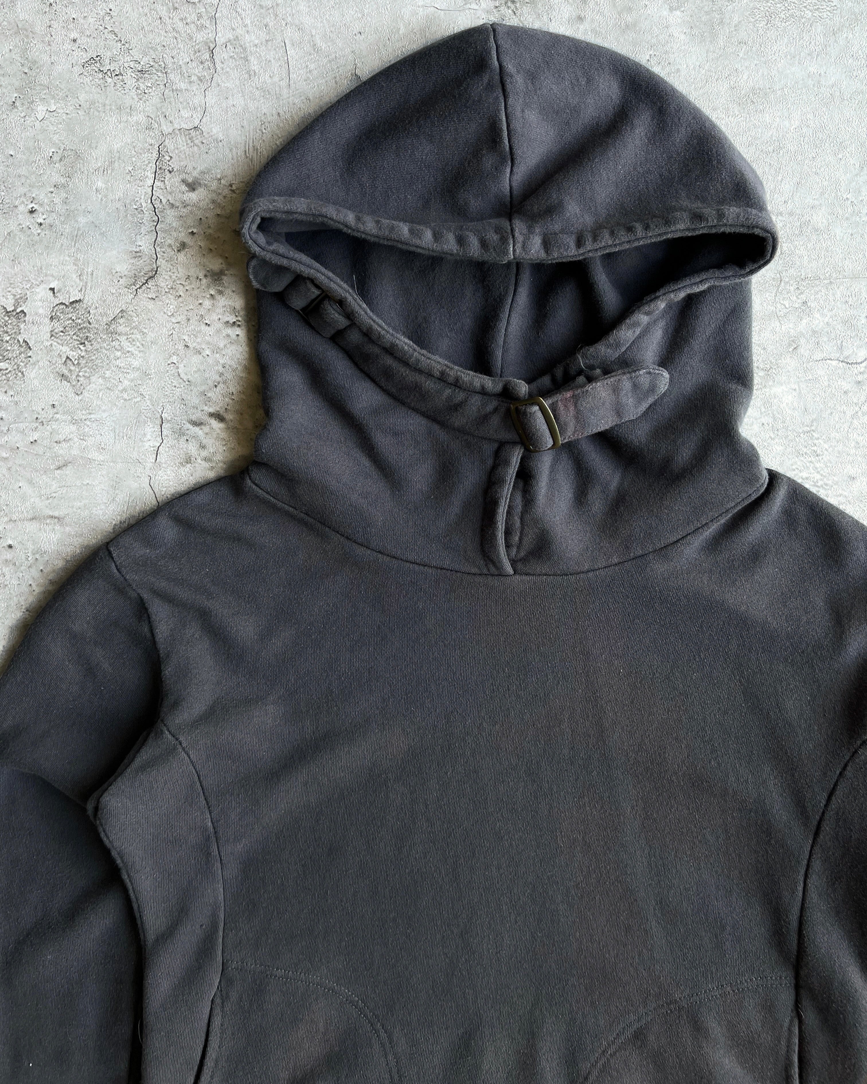 FADED BLACK NUMBER (N)INE SCUBA HOOD HOODIE (S/M)
