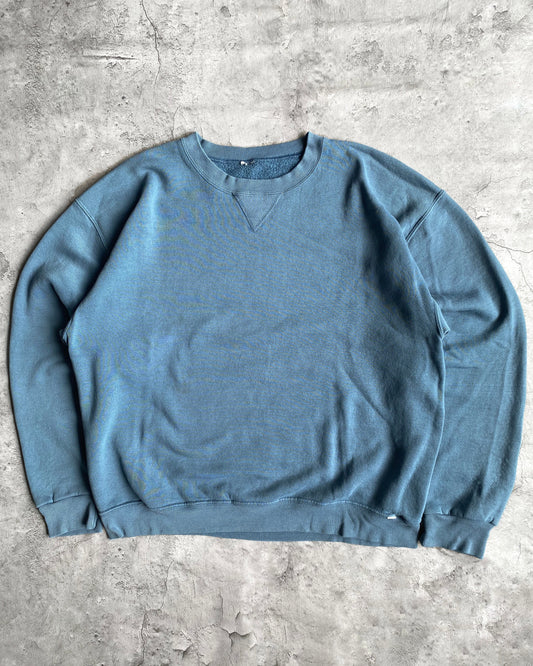 1990S RUSSELL FADED BLUE BLANK CREWNECK SWEATSHIRT (M/L)